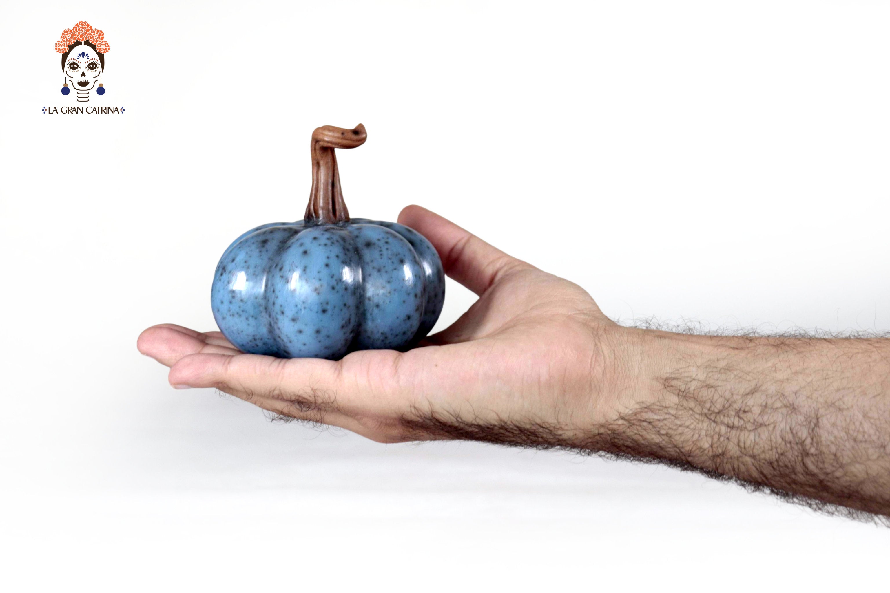 Set of 3 Pumpkins light blue - 9.8 in. Trejo