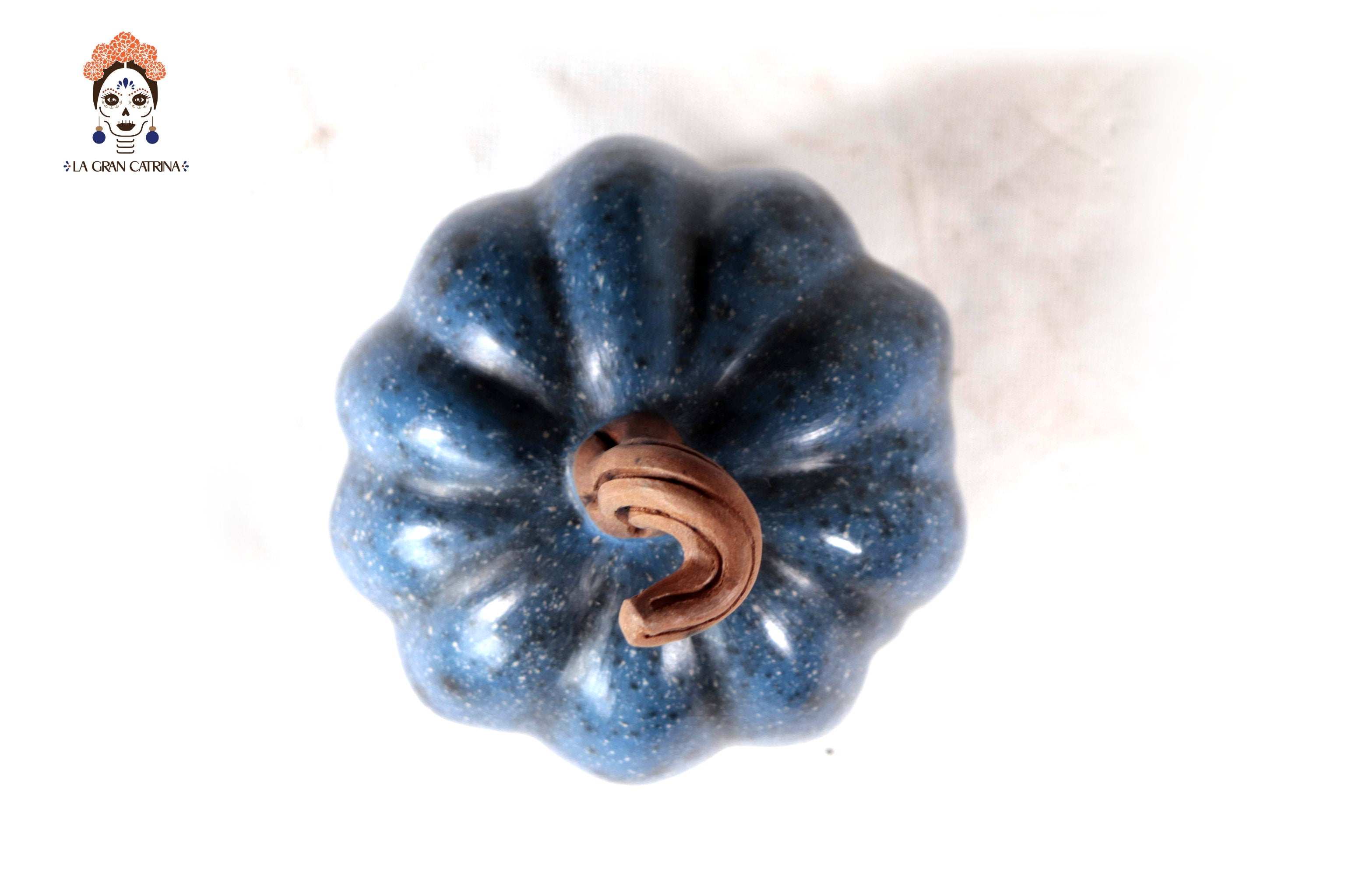 Set of 3 Pumpkins dark blue - 9.8 in. Trejo
