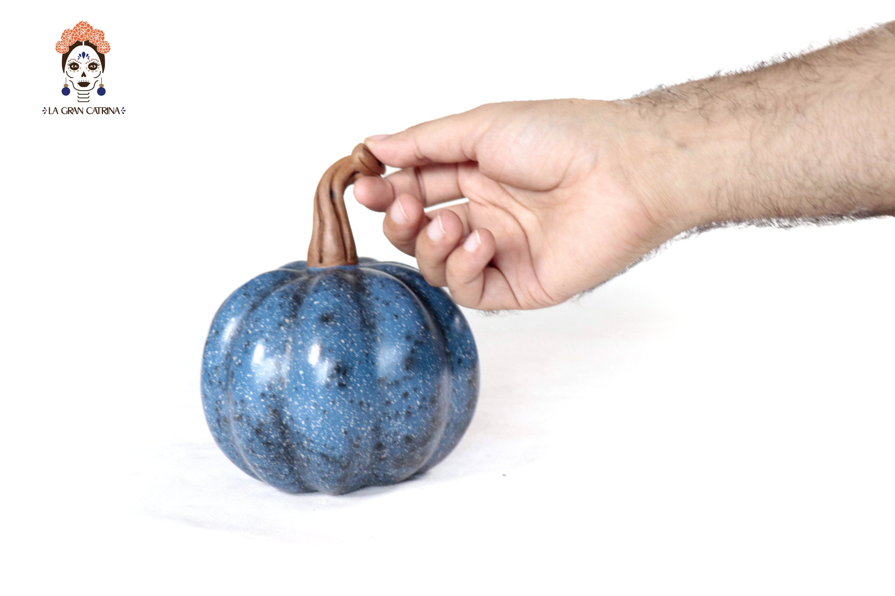 Set of 3 Pumpkins dark blue - 9.8 in. Trejo