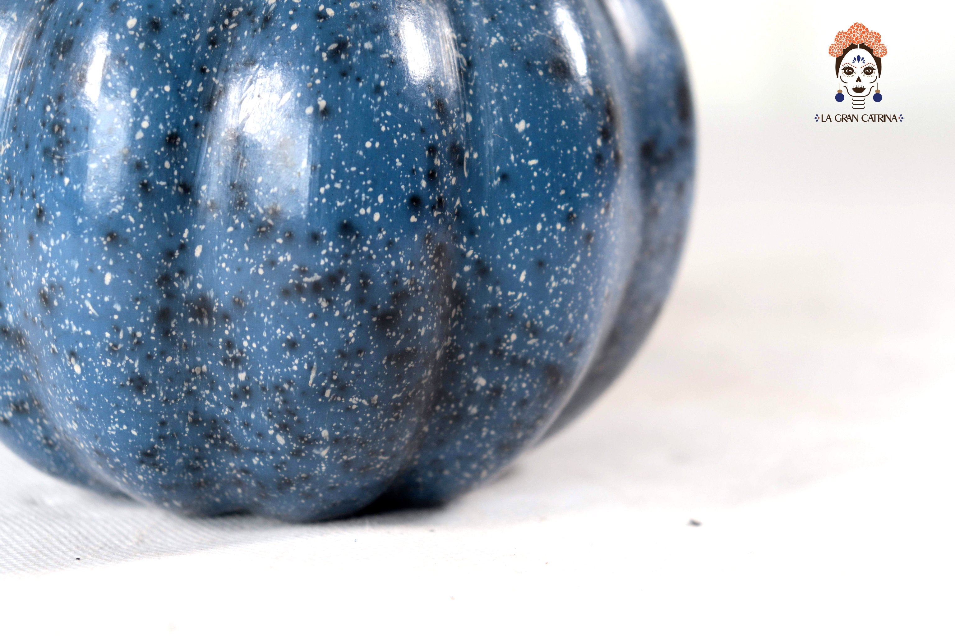 Set of 3 Pumpkins dark blue - 9.8 in. Trejo