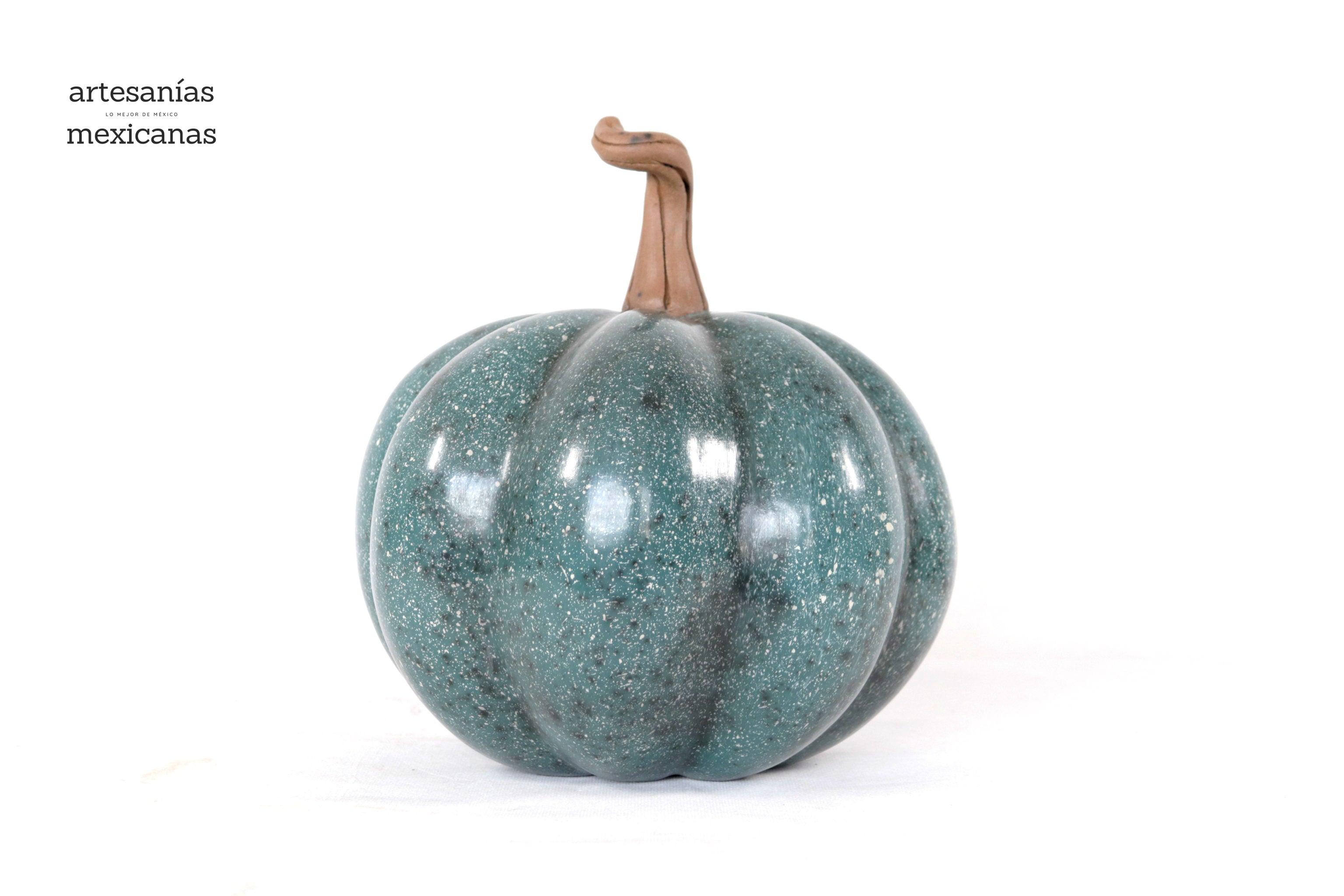 Set 3 Pumpkins Handcrafted Turquoise Marbled 14.1 in. Trejo