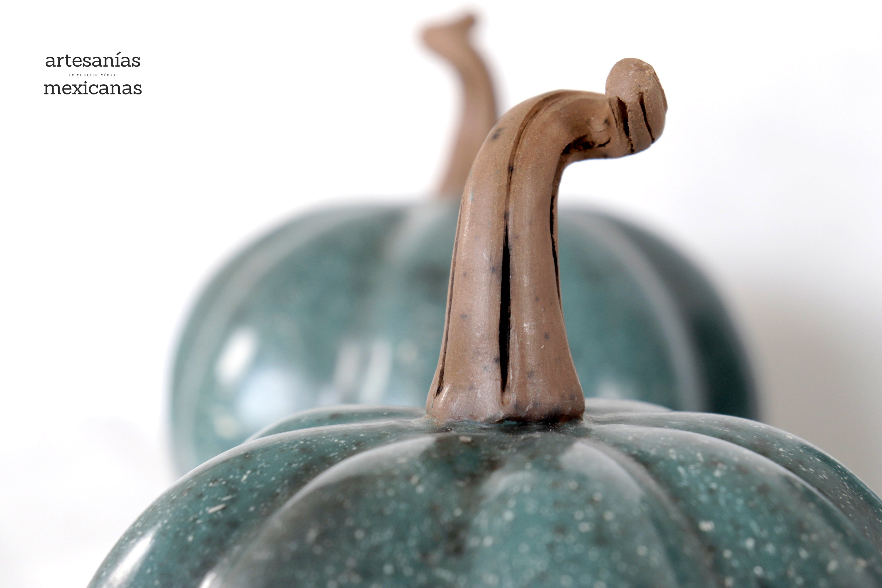 Set 3 Pumpkins Handcrafted Turquoise Marbled 14.1 in. Trejo
