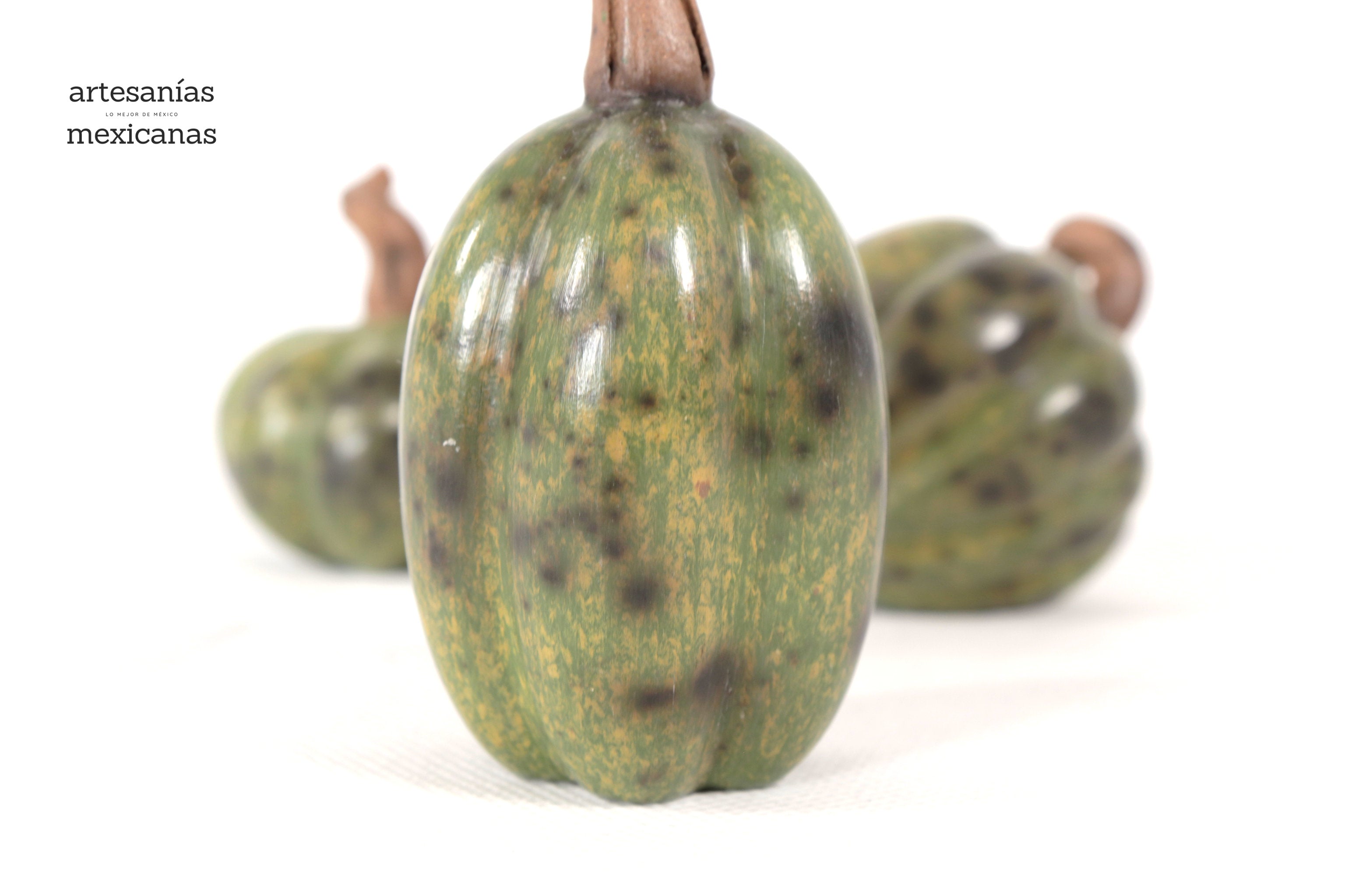 Set of 3 Pumpkins Green miniature Trejo