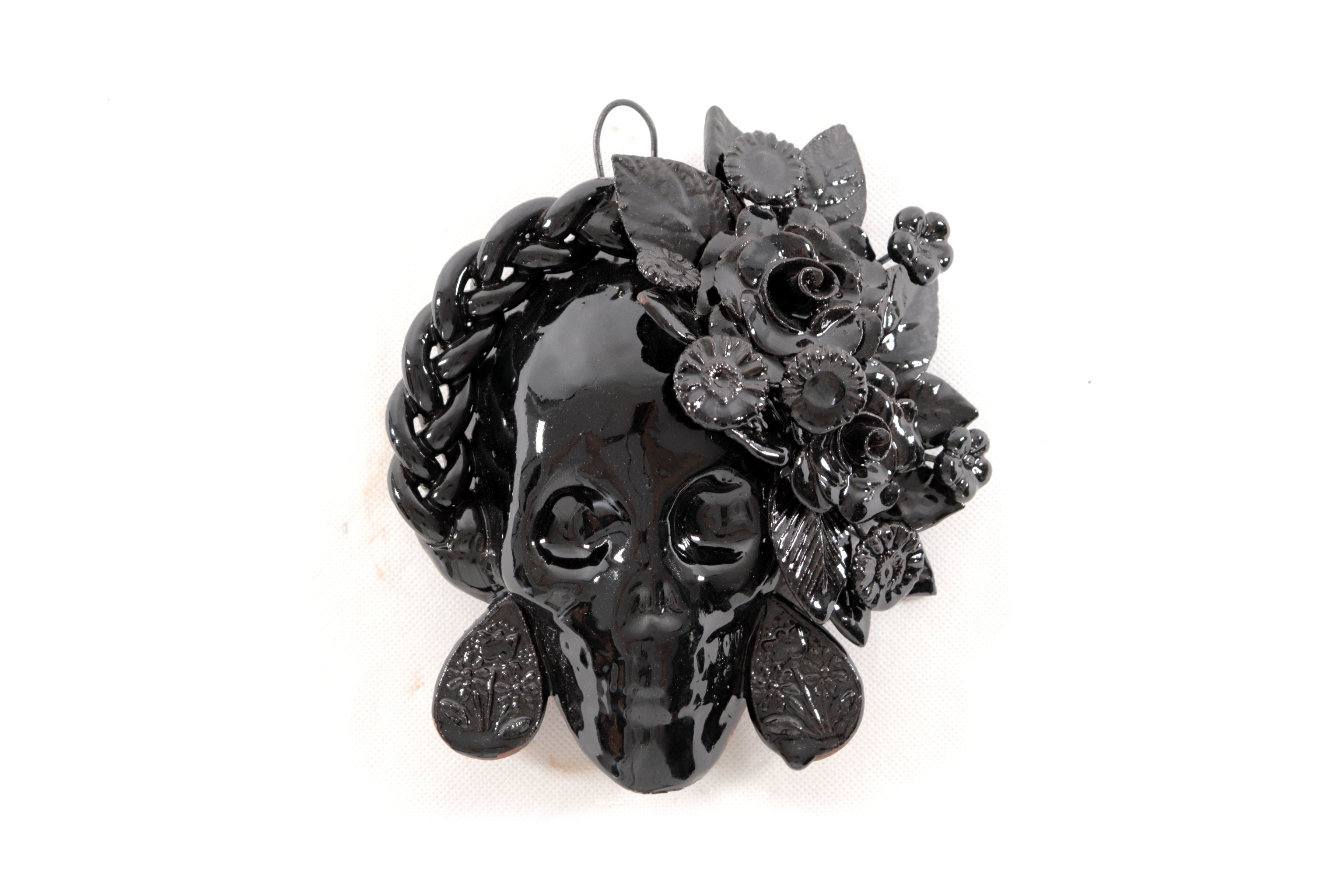 Skull black mediana Wall - Glazed Clay - 7.6 in. Tiru