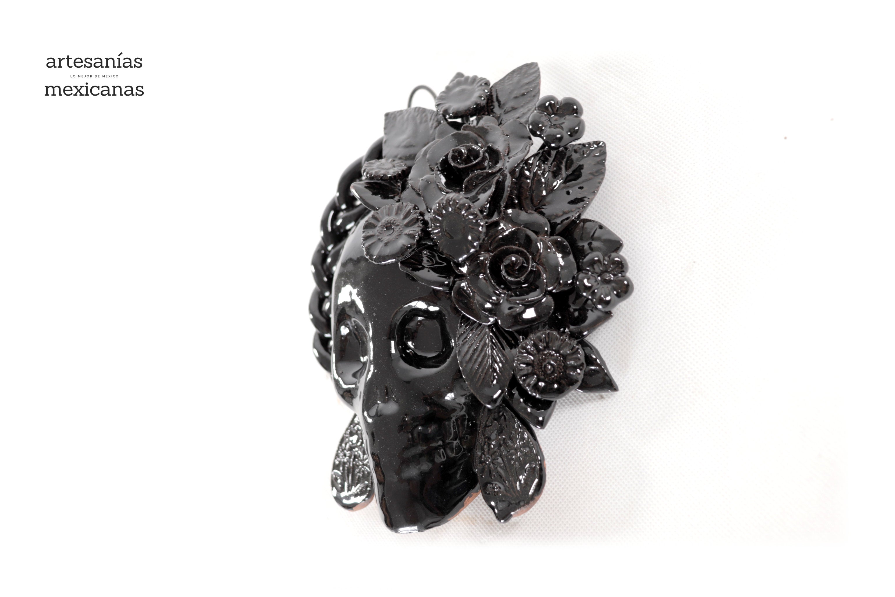 Skull black mediana Wall - Glazed Clay - 7.6 in. Tiru