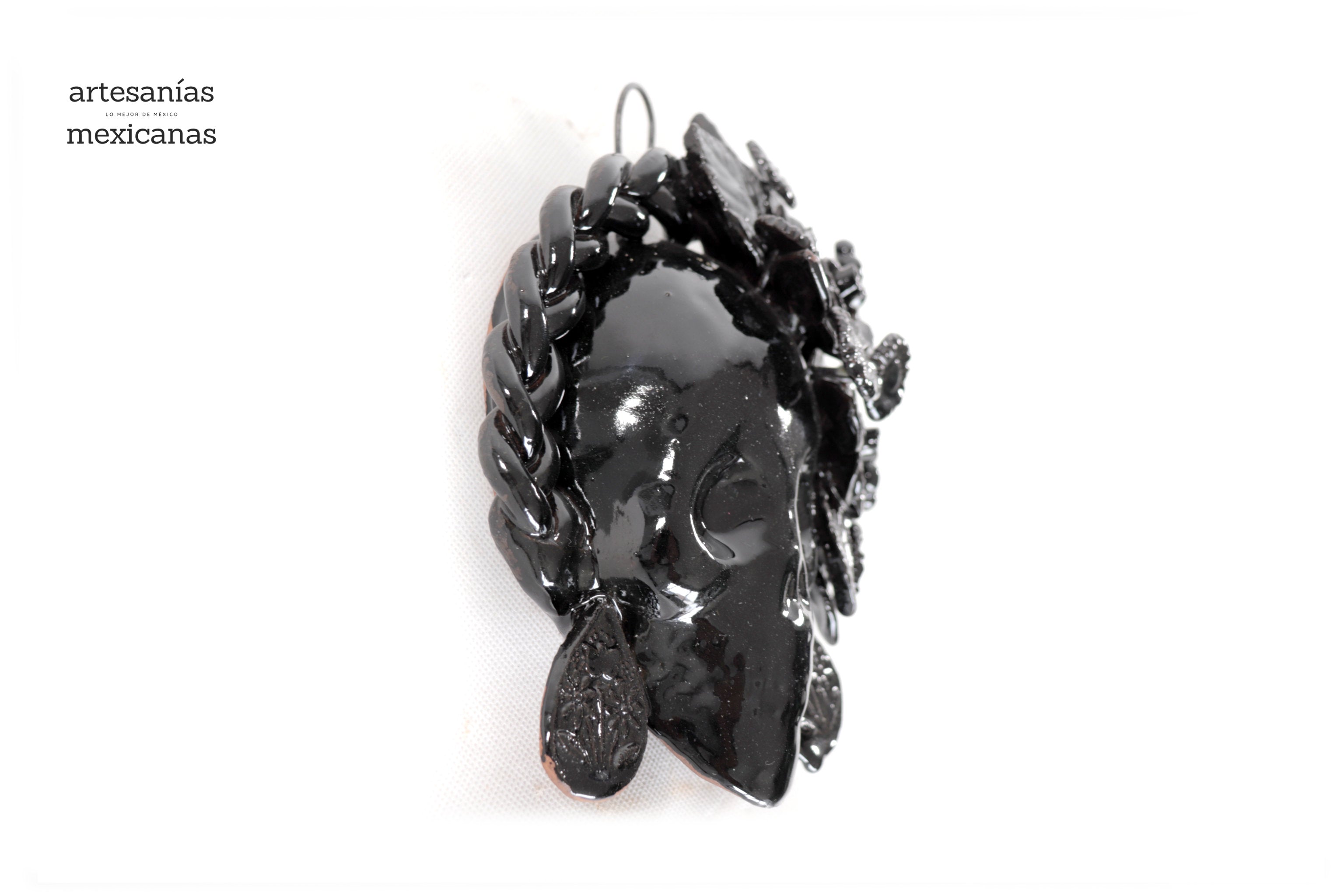 Skull black mediana Wall - Glazed Clay - 7.6 in. Tiru