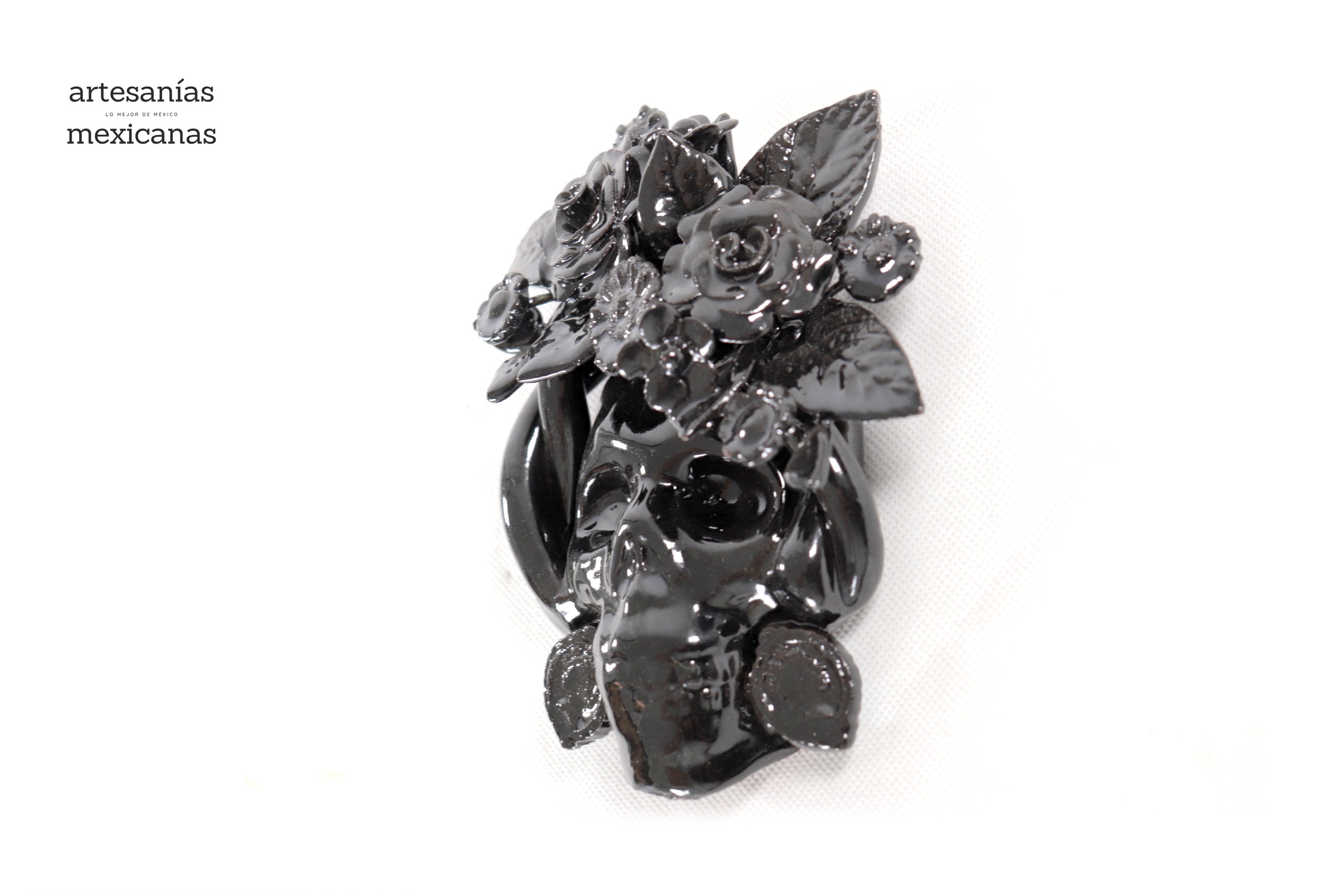Skull black chica Wall I - Glazed Clay - 5.7 in. Tiru