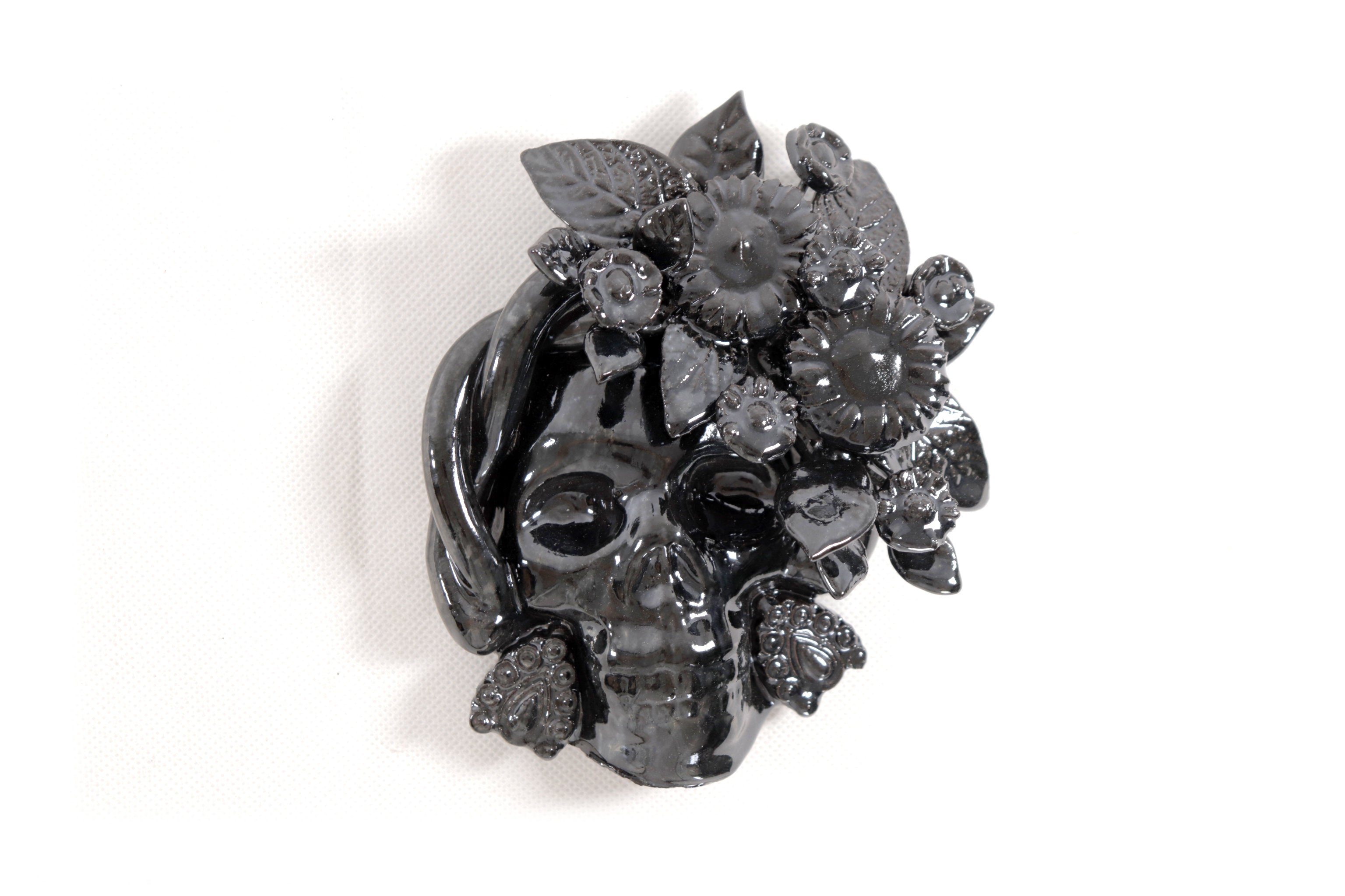 Skull black chica Wall Il - Glazed Clay - 5.7 in. Tiru