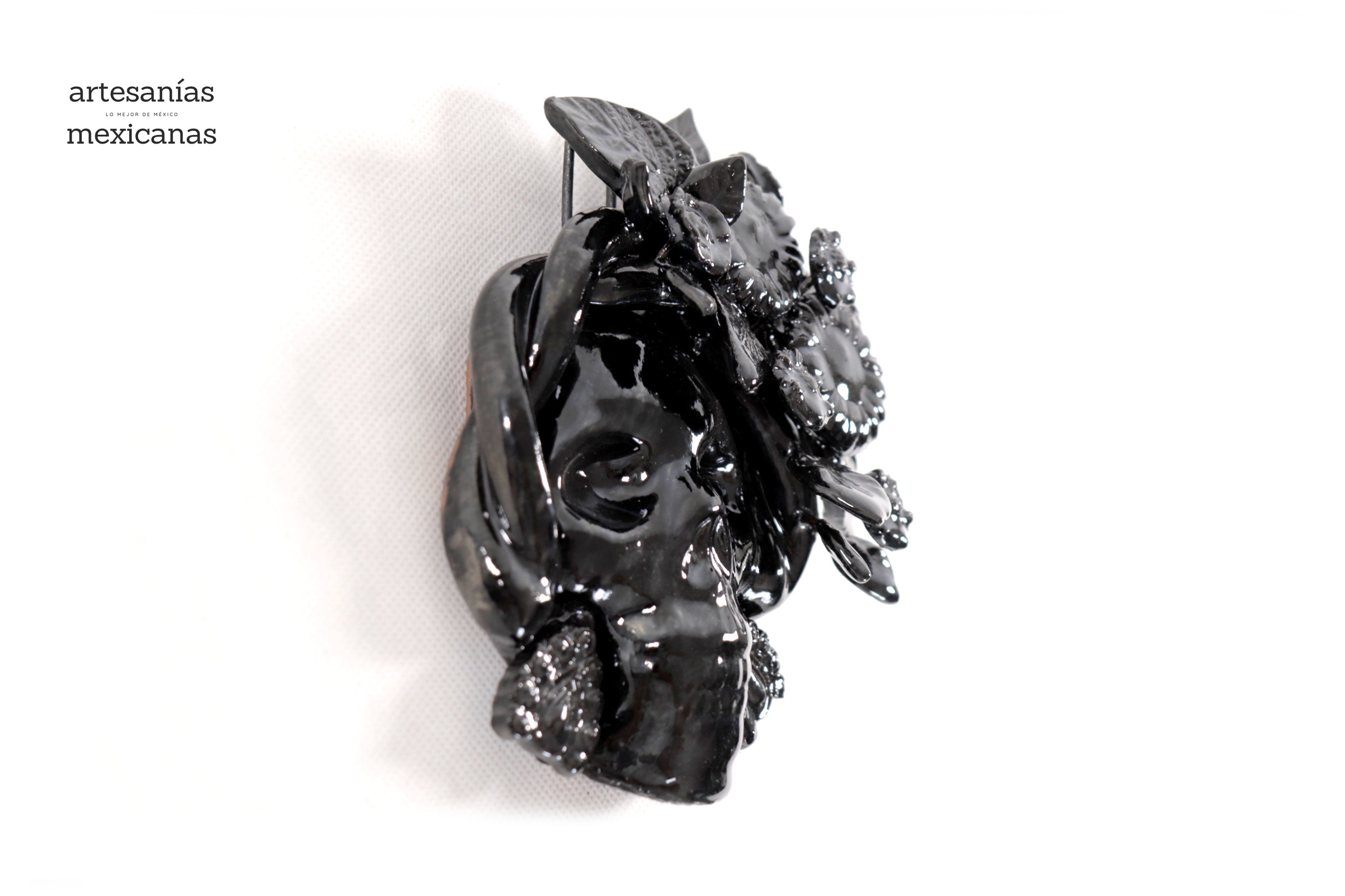 Skull black chica Wall Il - Glazed Clay - 5.7 in. Tiru