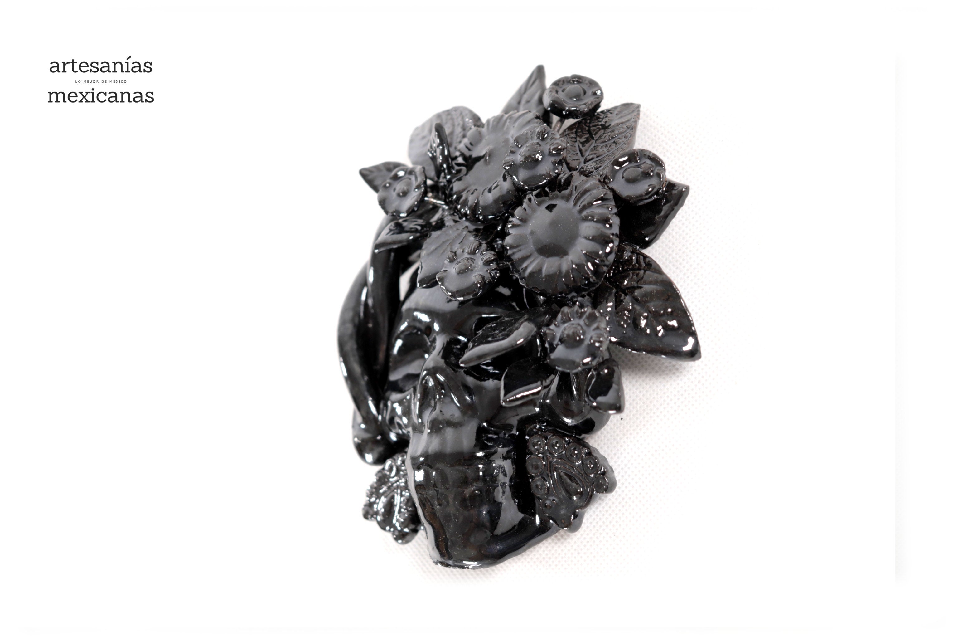 Skull black chica Wall Il - Glazed Clay - 5.7 in. Tiru