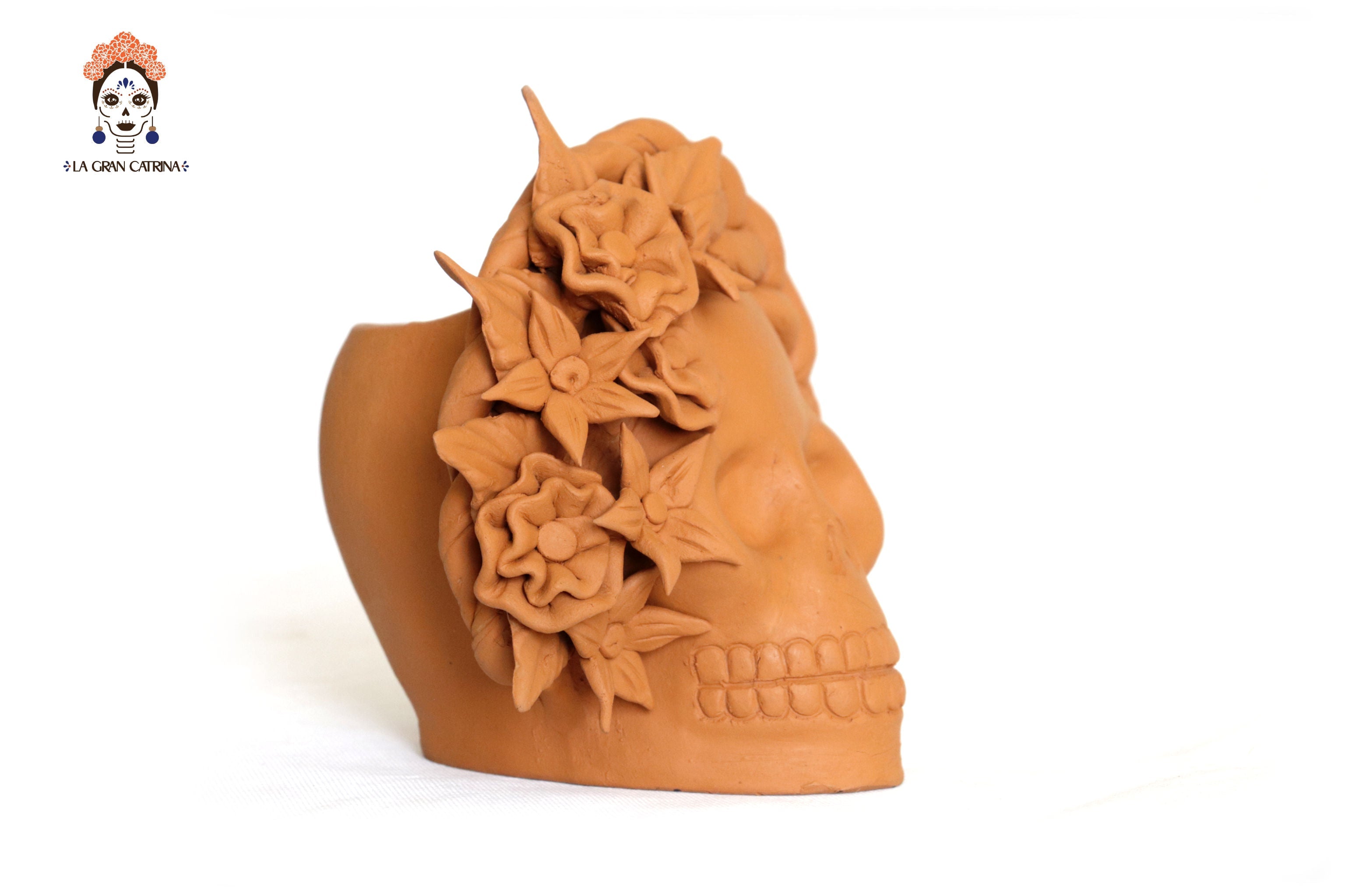 Trio of skulls - Planters medium orange Brenda Capula