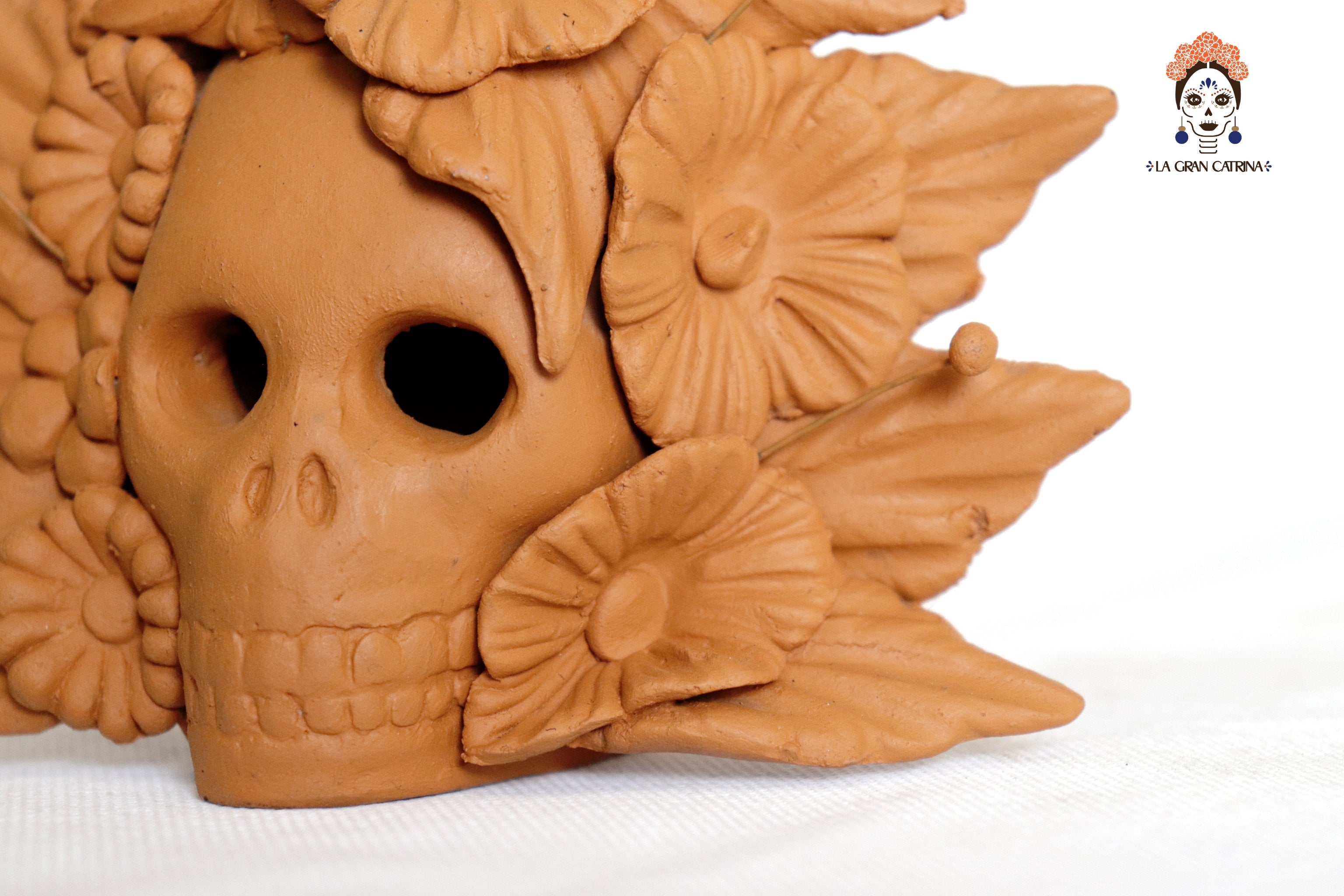 Set 3 Candleholder Natural Clay Flowers Relieve 5.5 in. Brenda Capula
