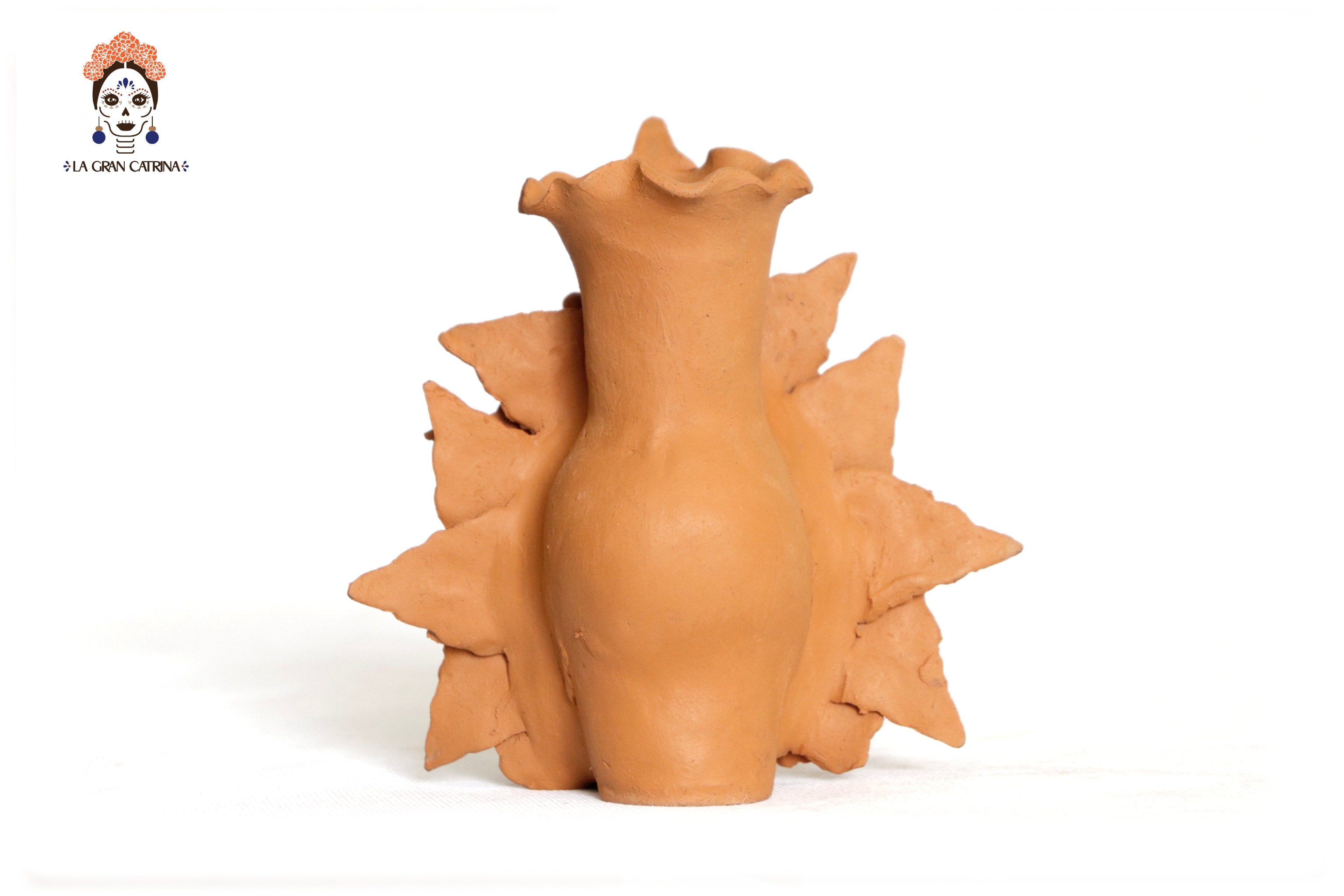 Set 3 Candleholder Natural Clay Flowers Relieve 5.5 in. Brenda Capula