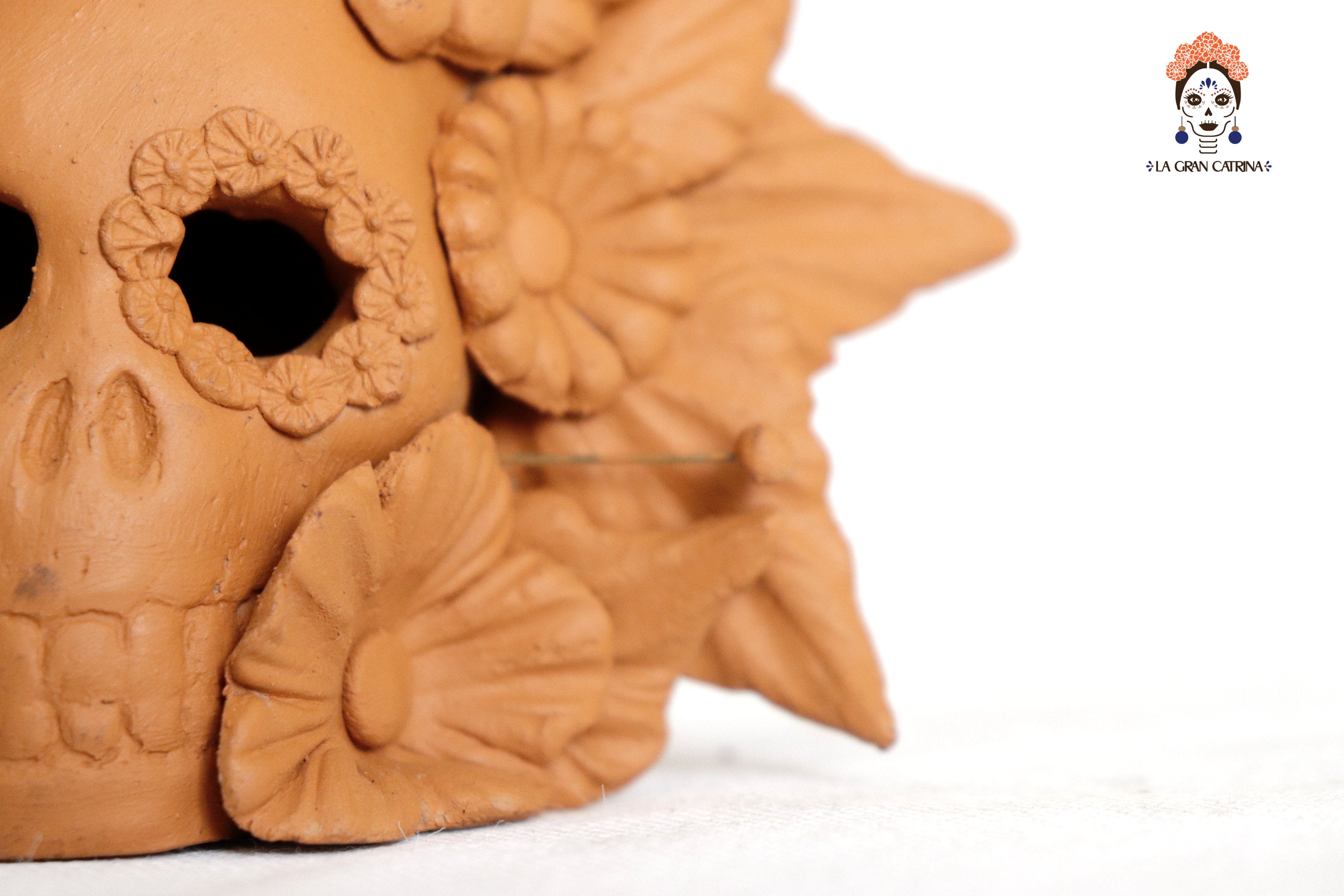 Set 3 Candleholder Natural Clay Flowers Relieve 5.5 in. Brenda Capula