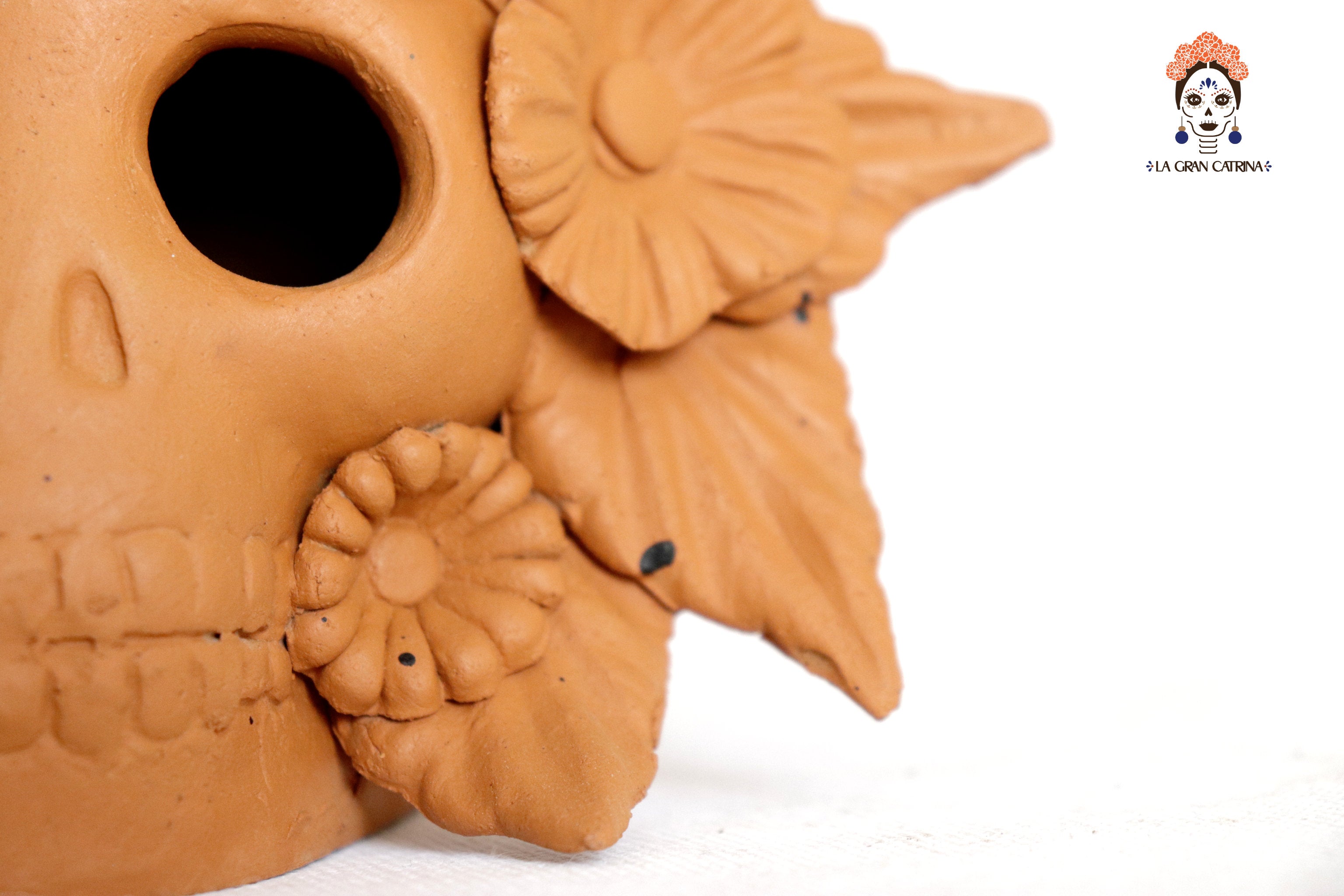 Trio of candleholders medium orange Day of the Dead for 1 Candle Brenda Capula