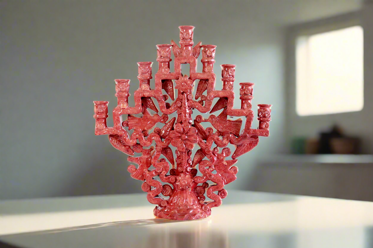 Candleholder red of 9 candles - 7 in. - Made to Order Tereri