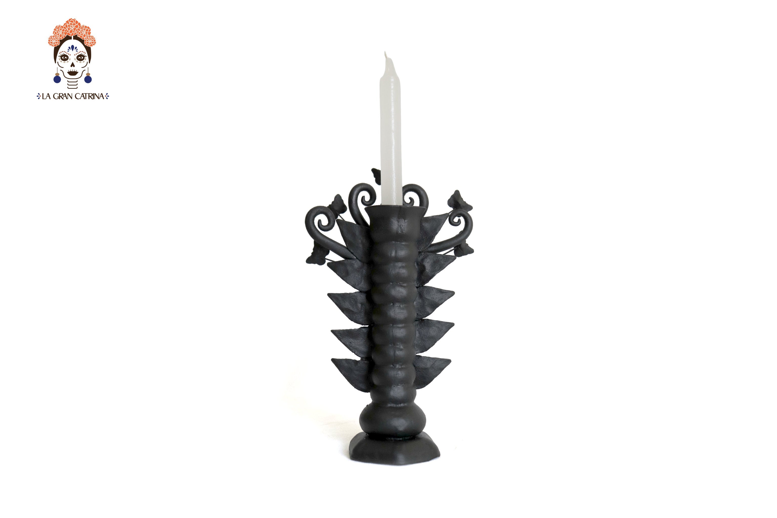 Candleholder of una candledora black clay - 11 in. Pery
