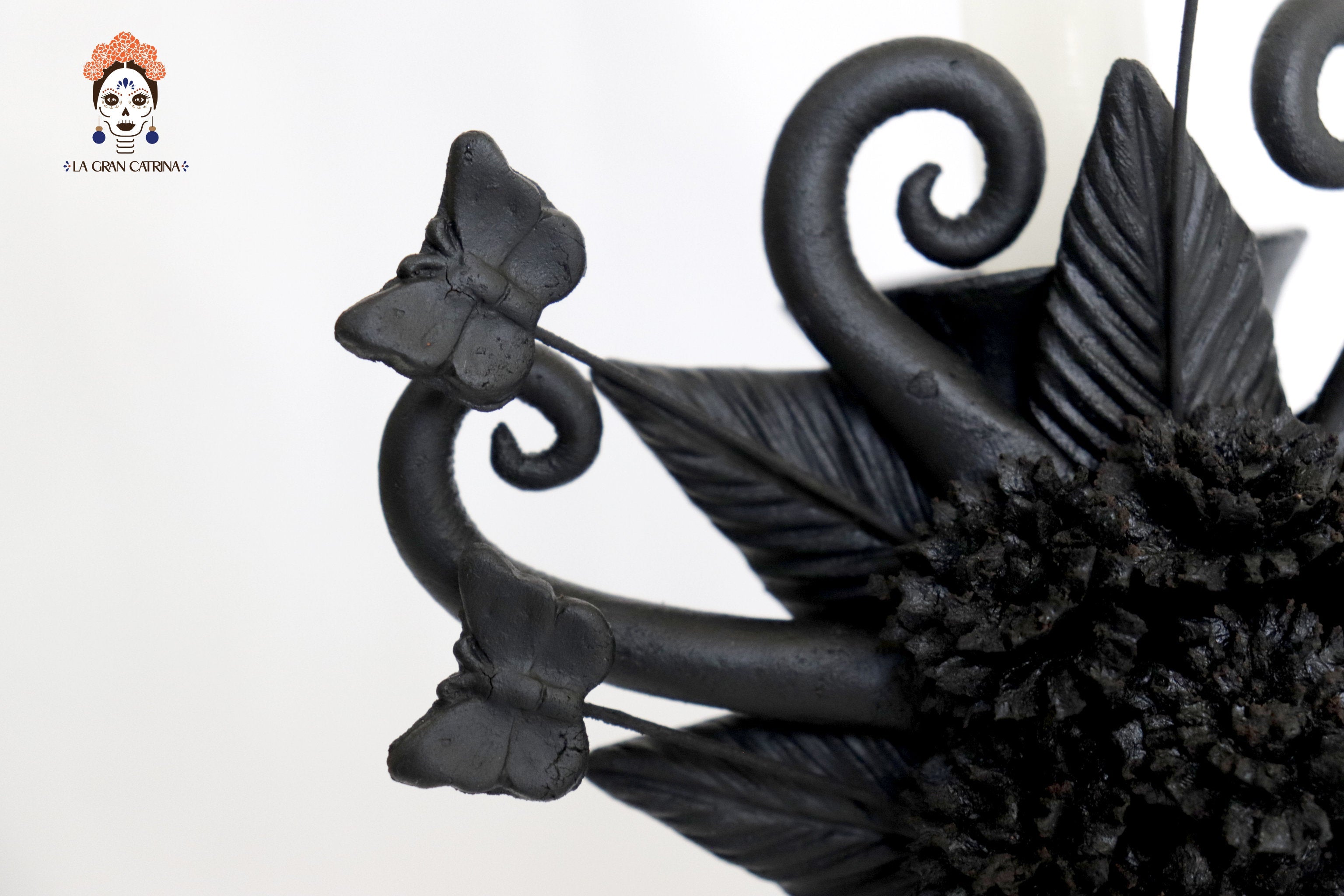 Candleholder of una candledora black clay - 11 in. Pery