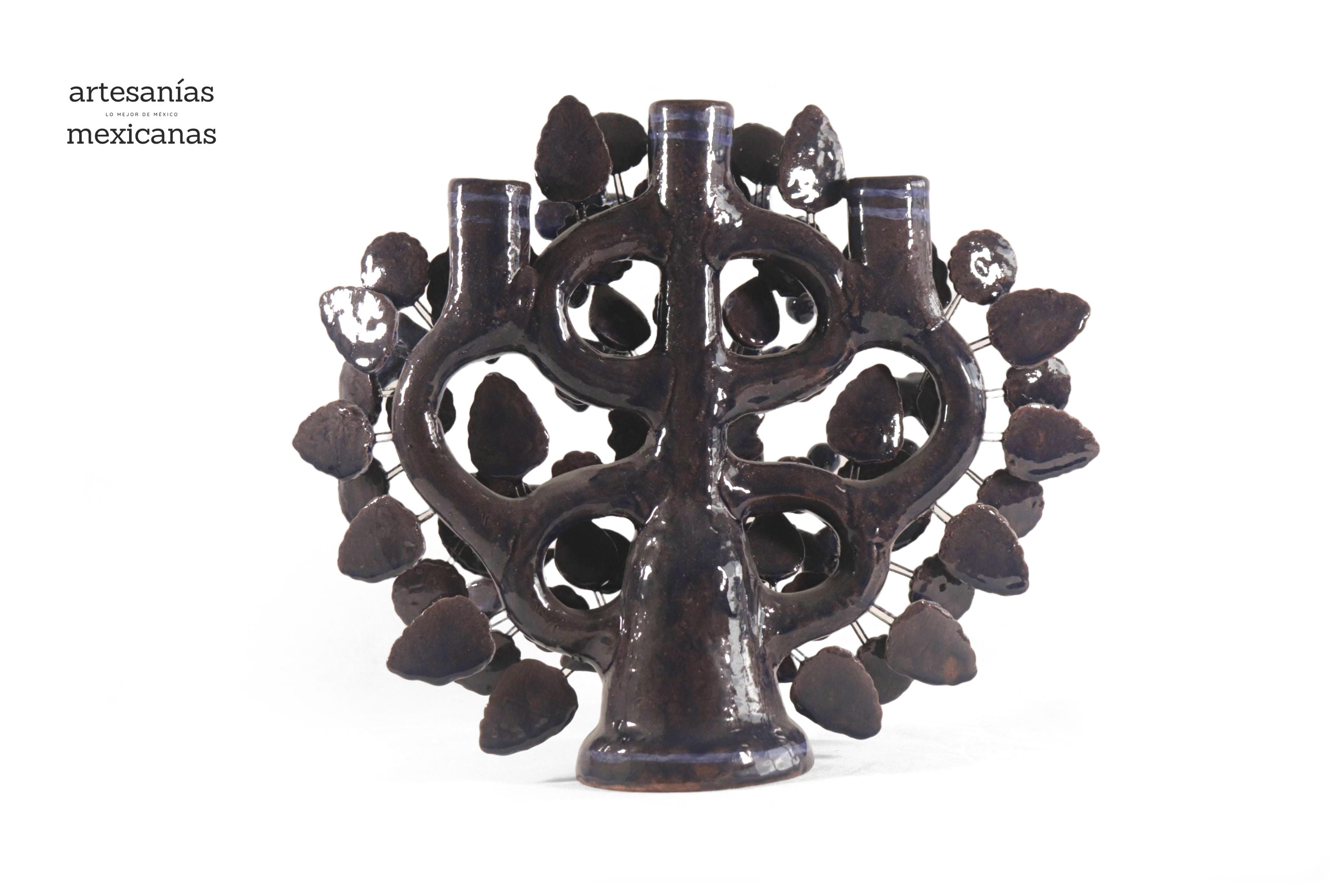 Tree of Life Medium Blue - 3 Candles - 14.5 in. Montoya