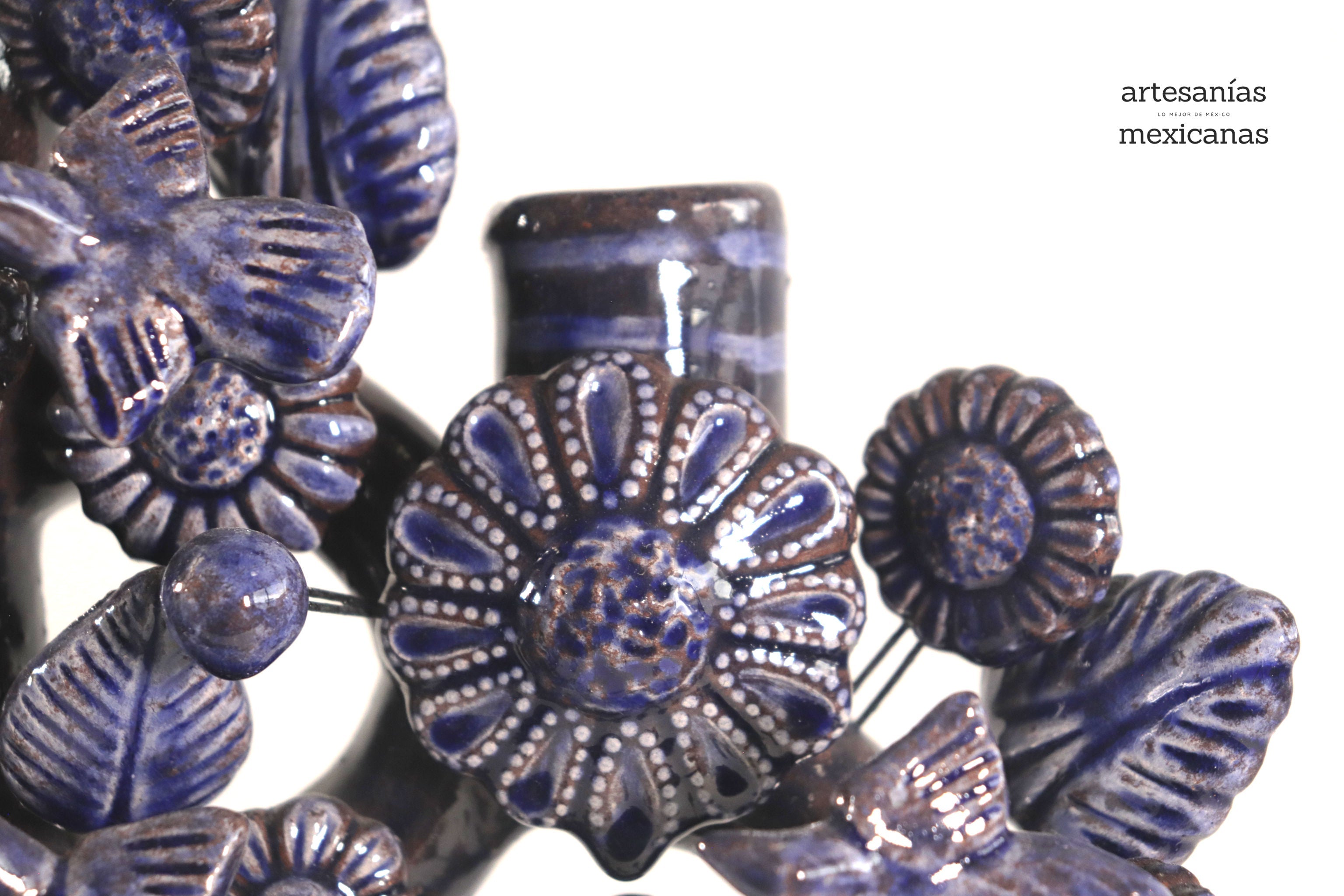 Tree of Life Medium Blue - 3 Candles - 14.5 in. Montoya