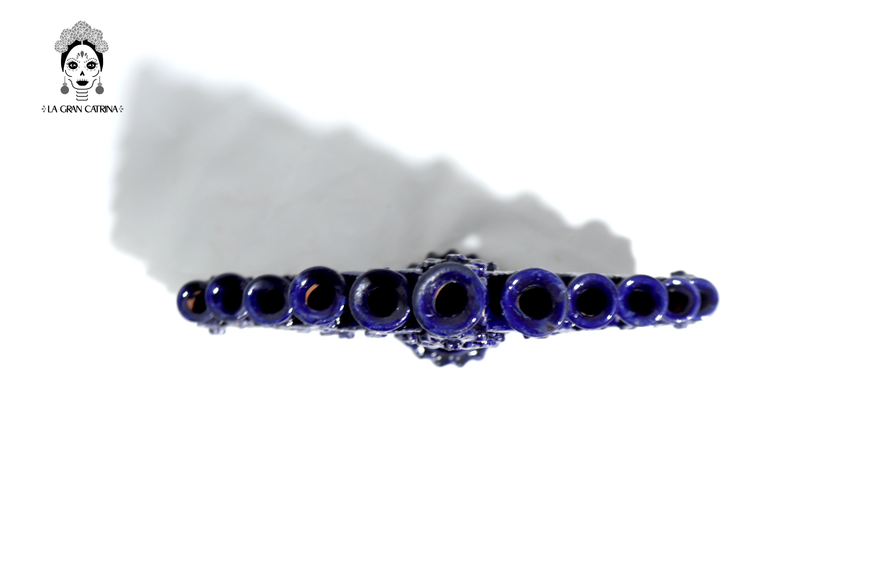 Candleholder Triangular Blue 11-Candle - Glazed Clay - 20 in. Tereri