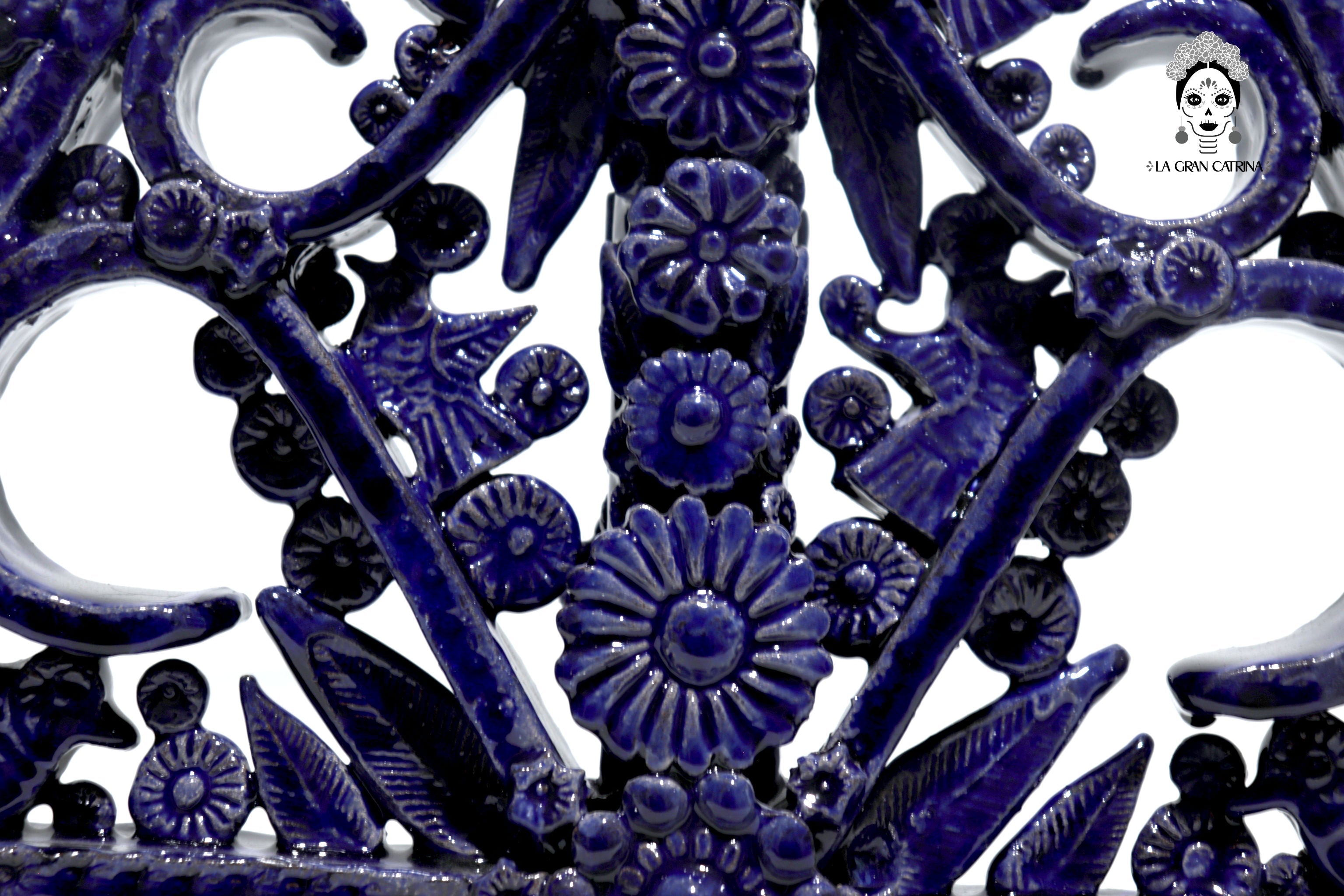 Candleholder Triangular Blue 11-Candle - Glazed Clay - 20 in. Tereri