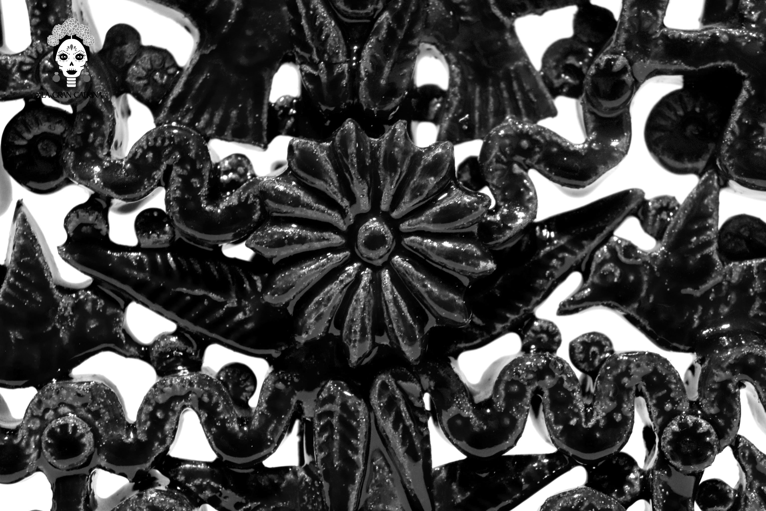 Candleholder black of 11-Candle black - Glazed Clay - 13 in. - in. Production Tereri