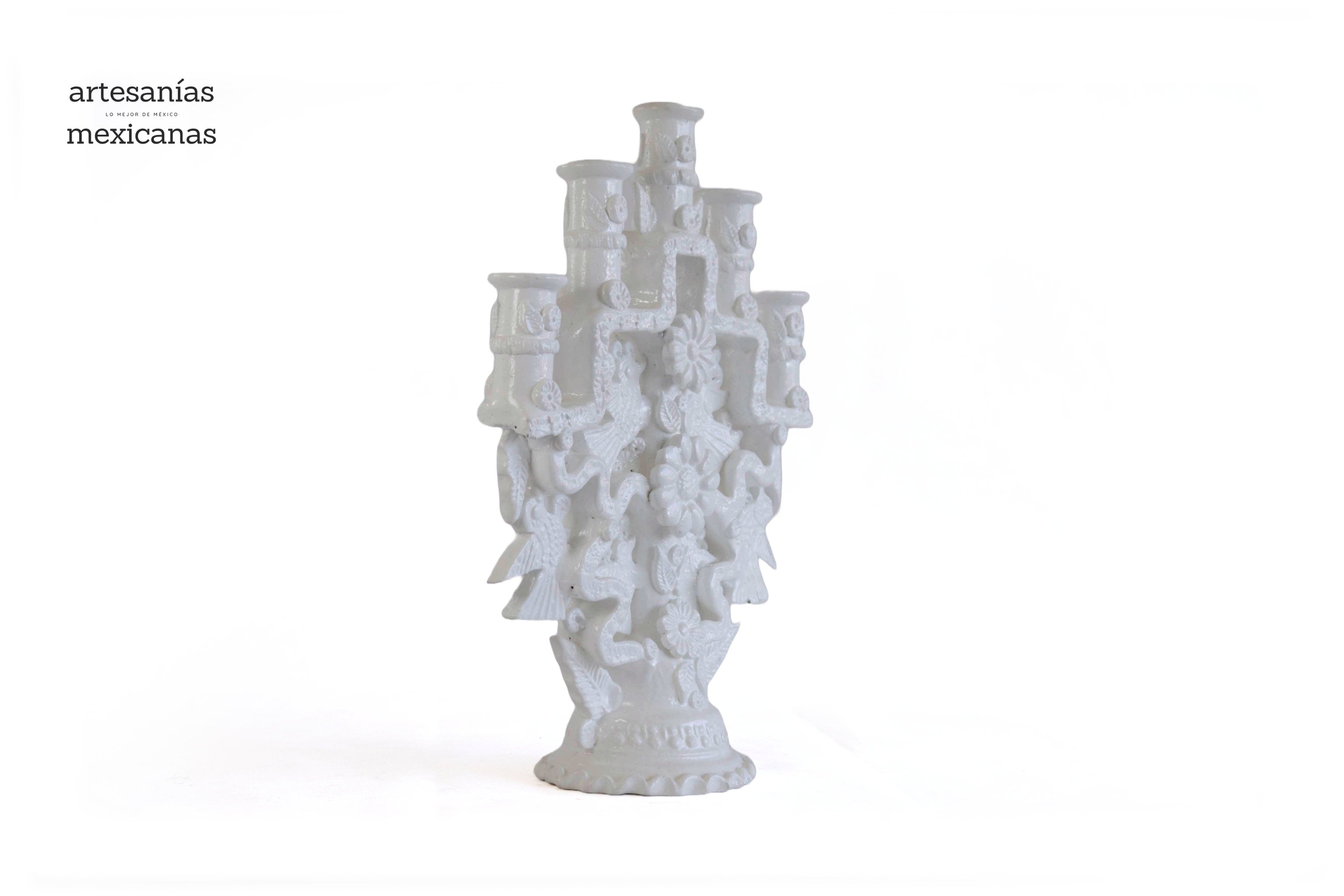 Candleholder of 5-Candle white - 10.2 in. Tereri