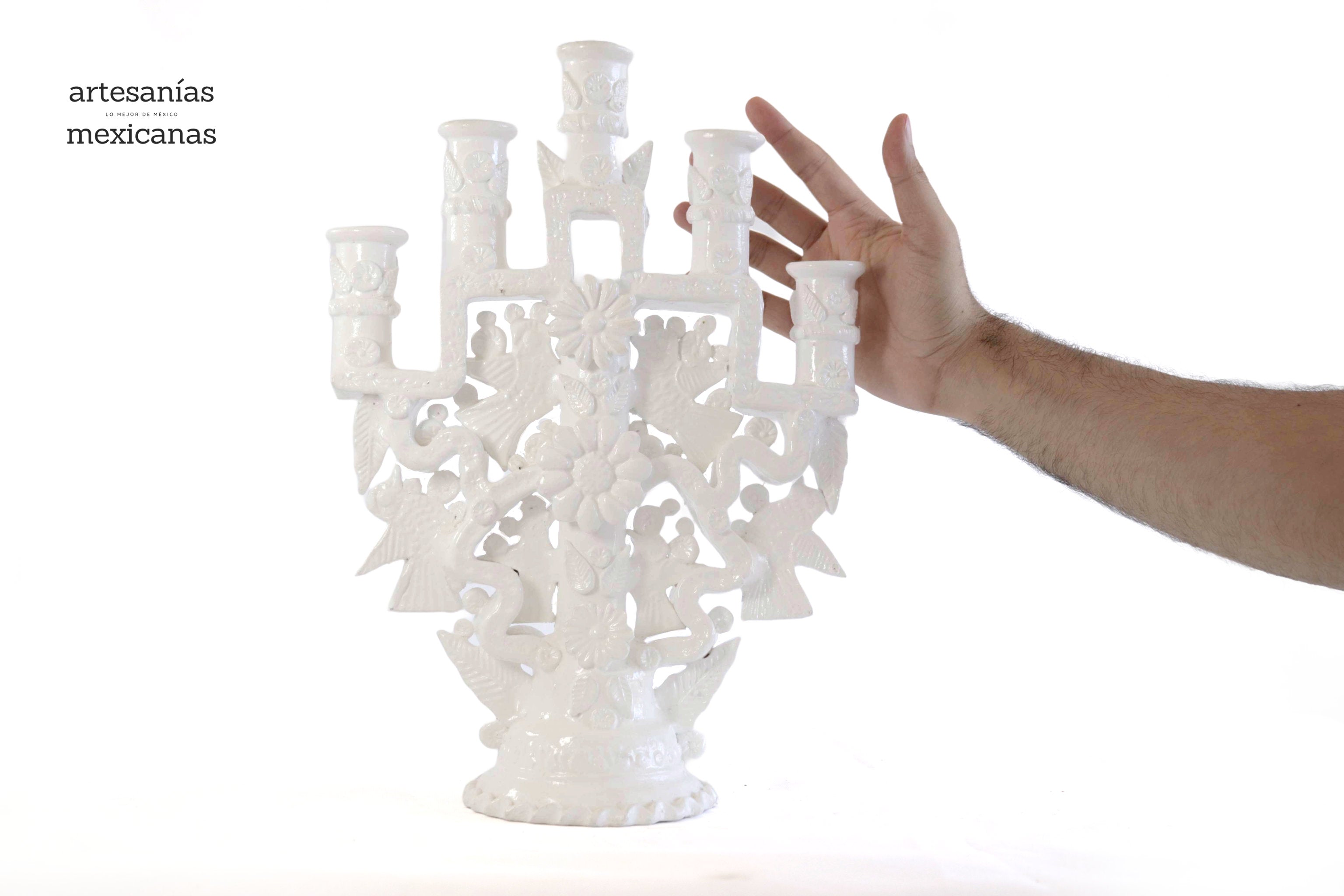 Candleholder of 5-Candle white - 10.2 in. Tereri