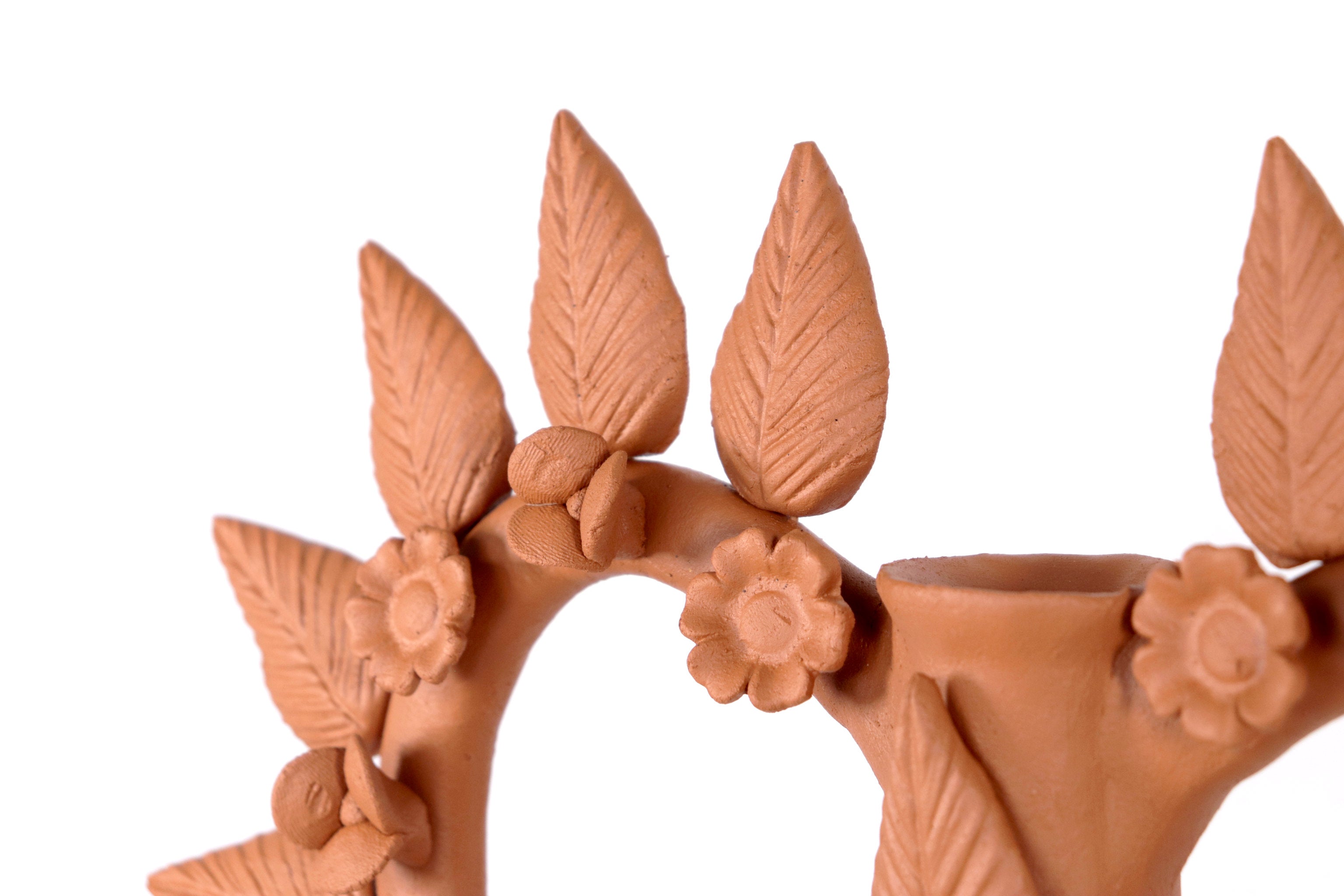 Candleholder Skull Natural Clay Tree Vida - 11.5 in. Pery