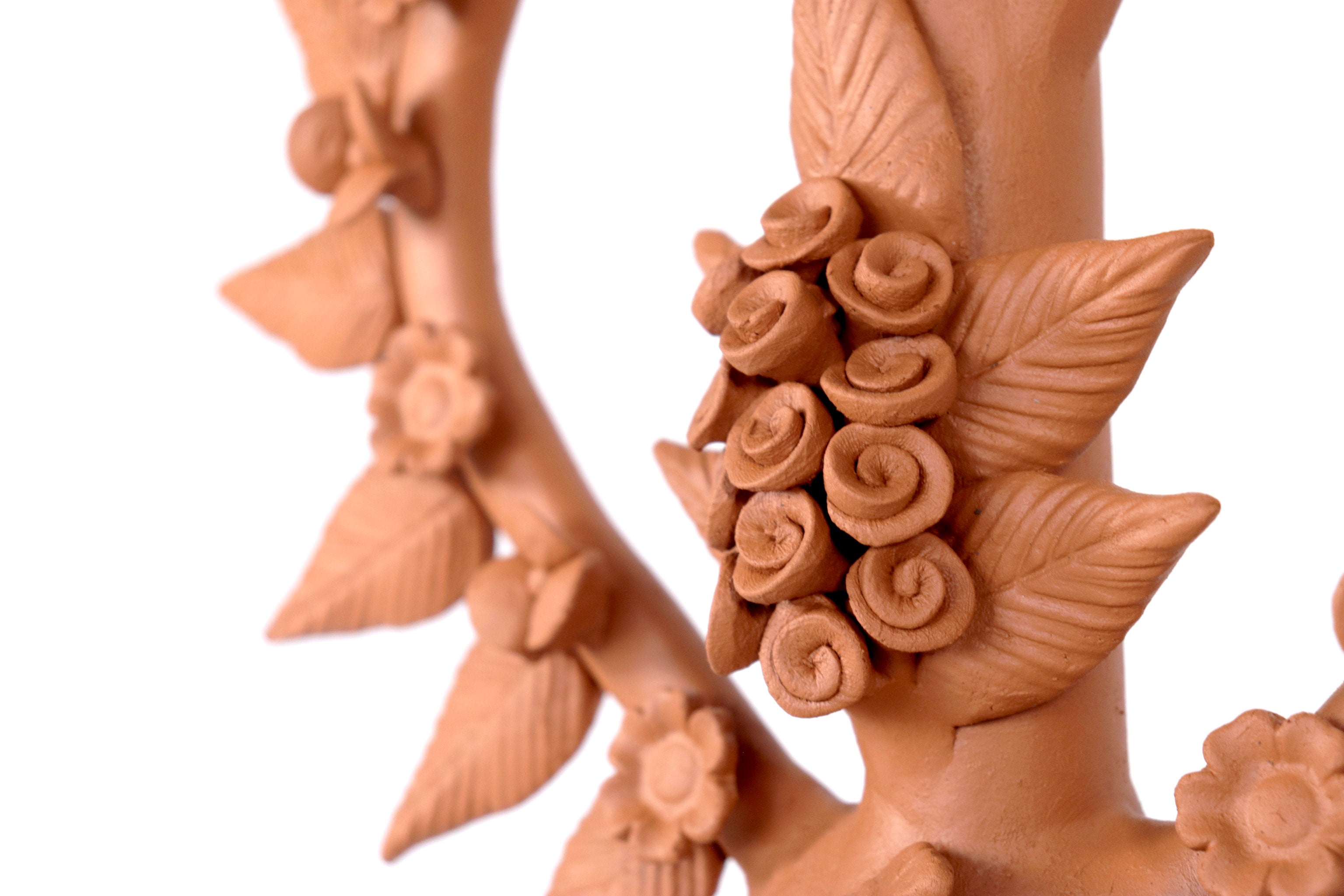 Candleholder Skull Natural Clay Tree Vida - 11.5 in. Pery
