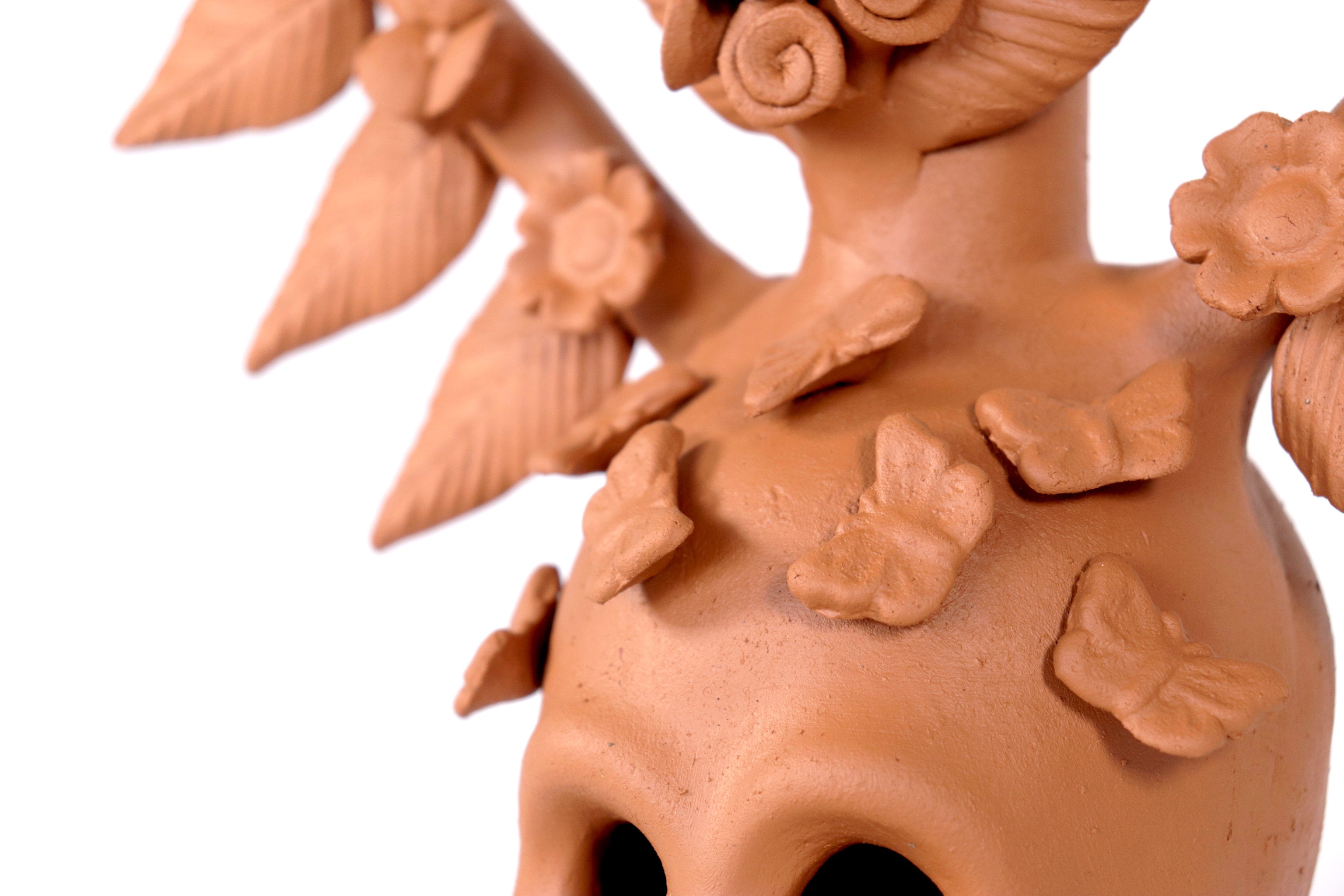 Candleholder Skull Natural Clay Tree Vida - 11.5 in. Pery