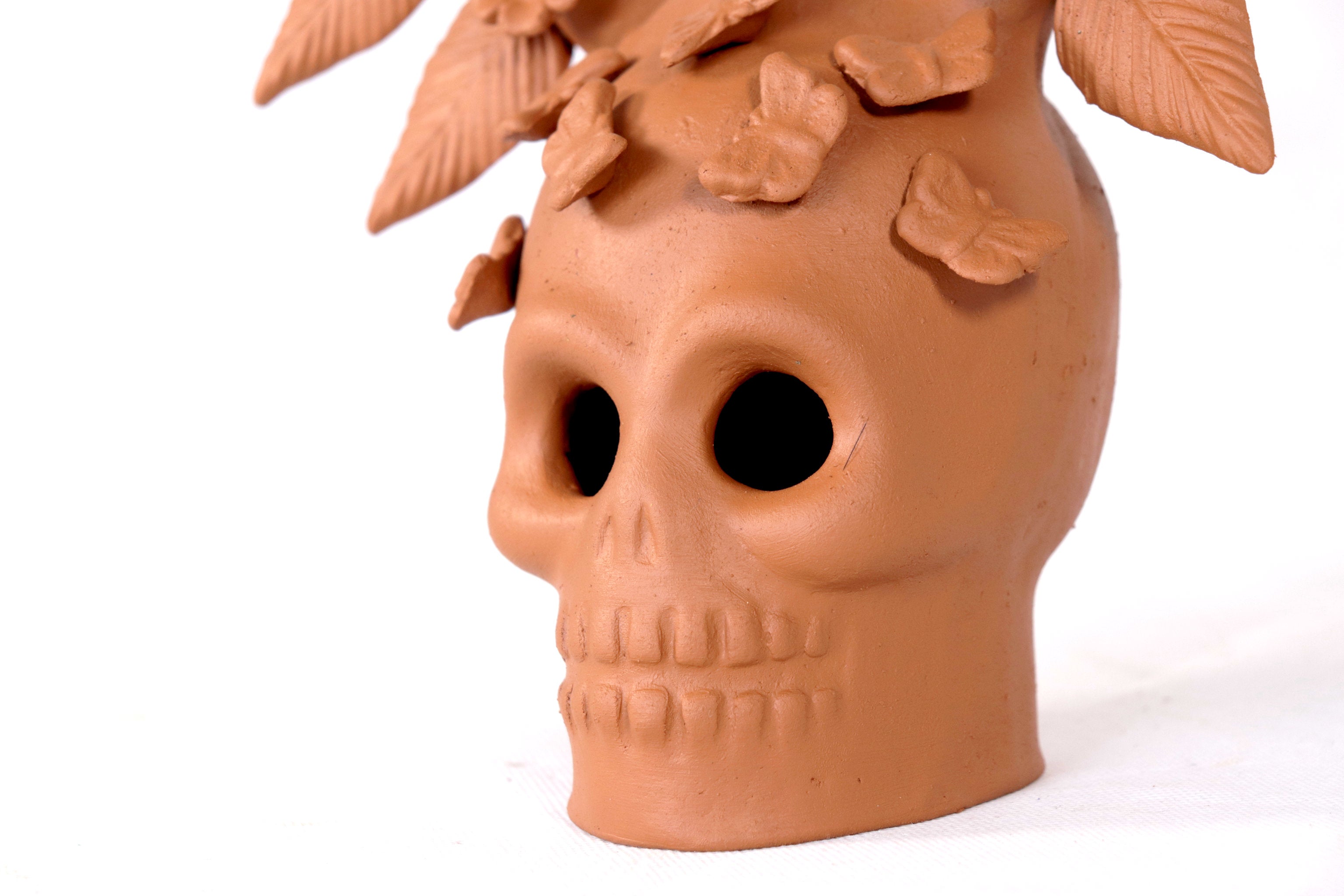 Candleholder Skull Natural Clay Tree Vida - 11.5 in. Pery