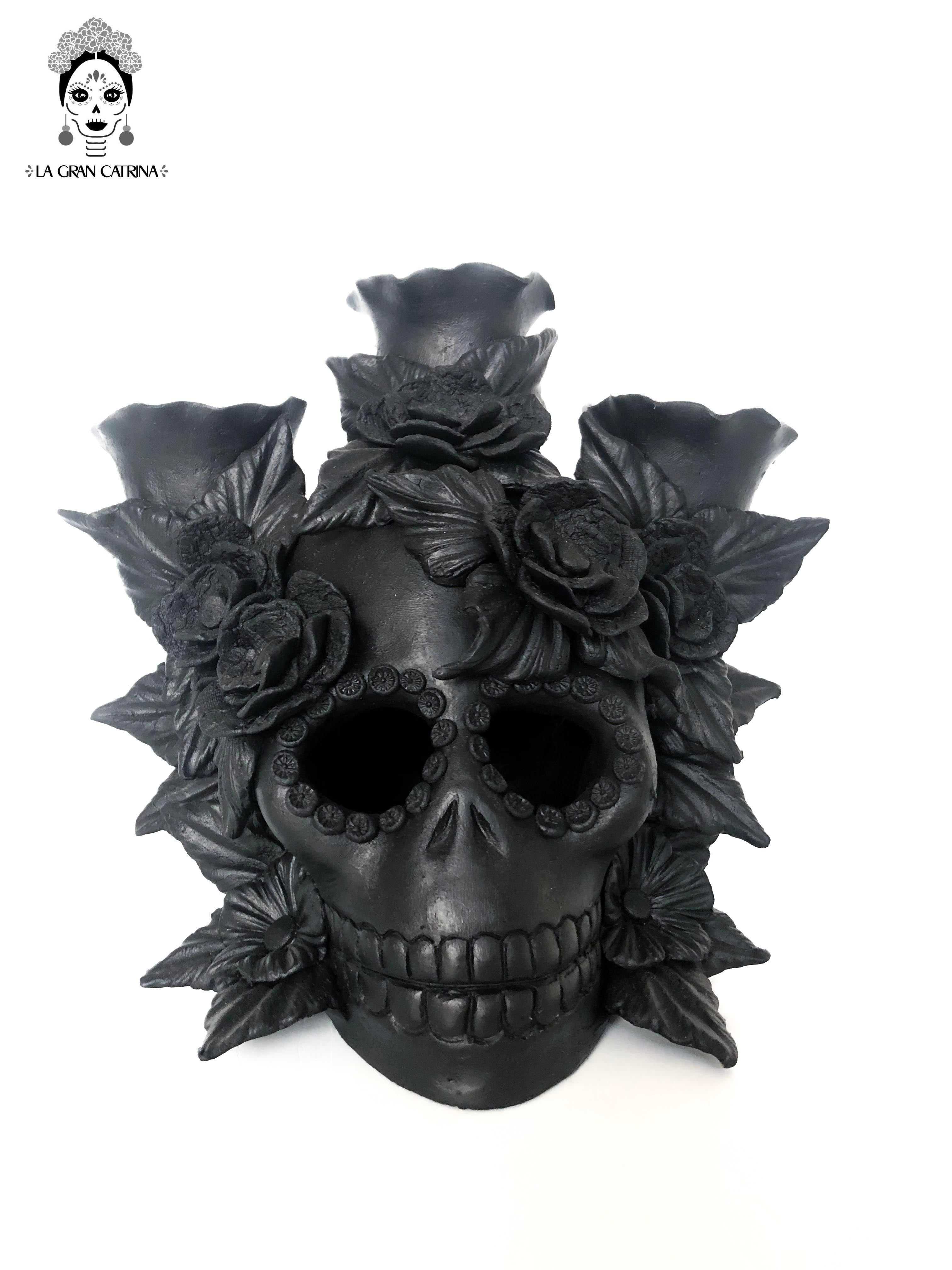 Candleholder Day of the Dead for 3-Candle - Model #2 Brenda Capula