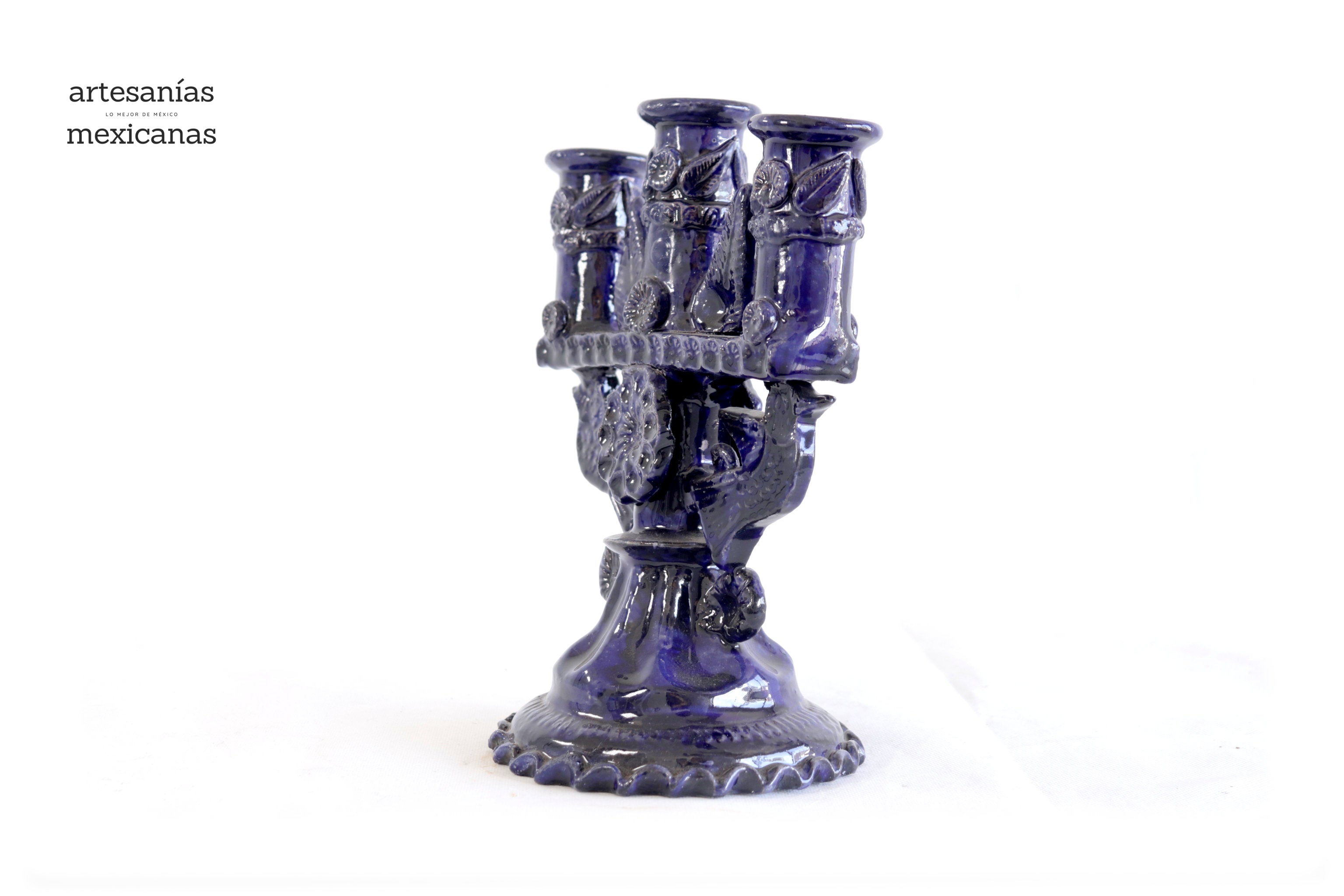 3-Candle Candleholder blue - 9 in. Tereri
