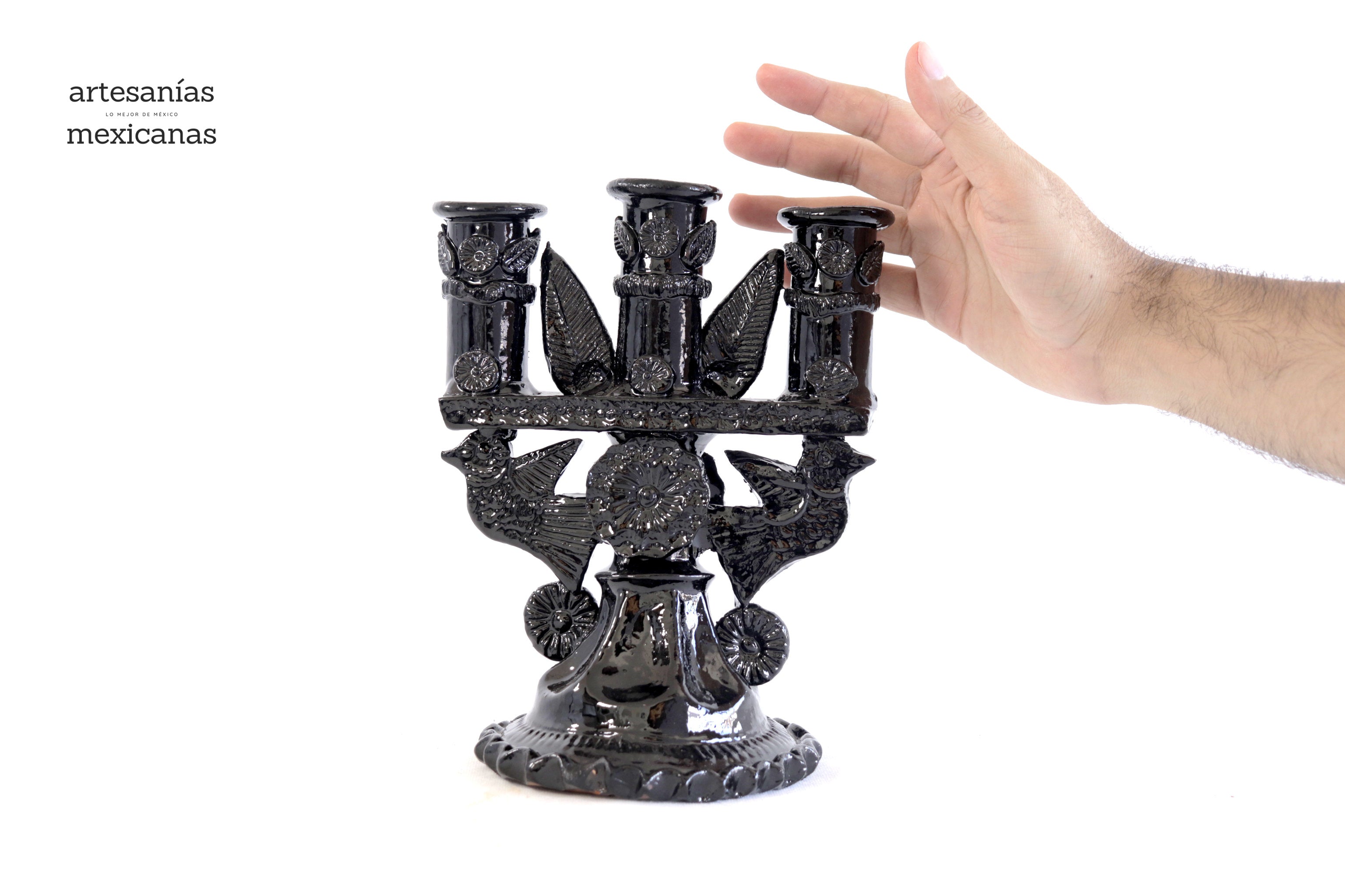3-Candle Candleholder black - 9 in. Tereri