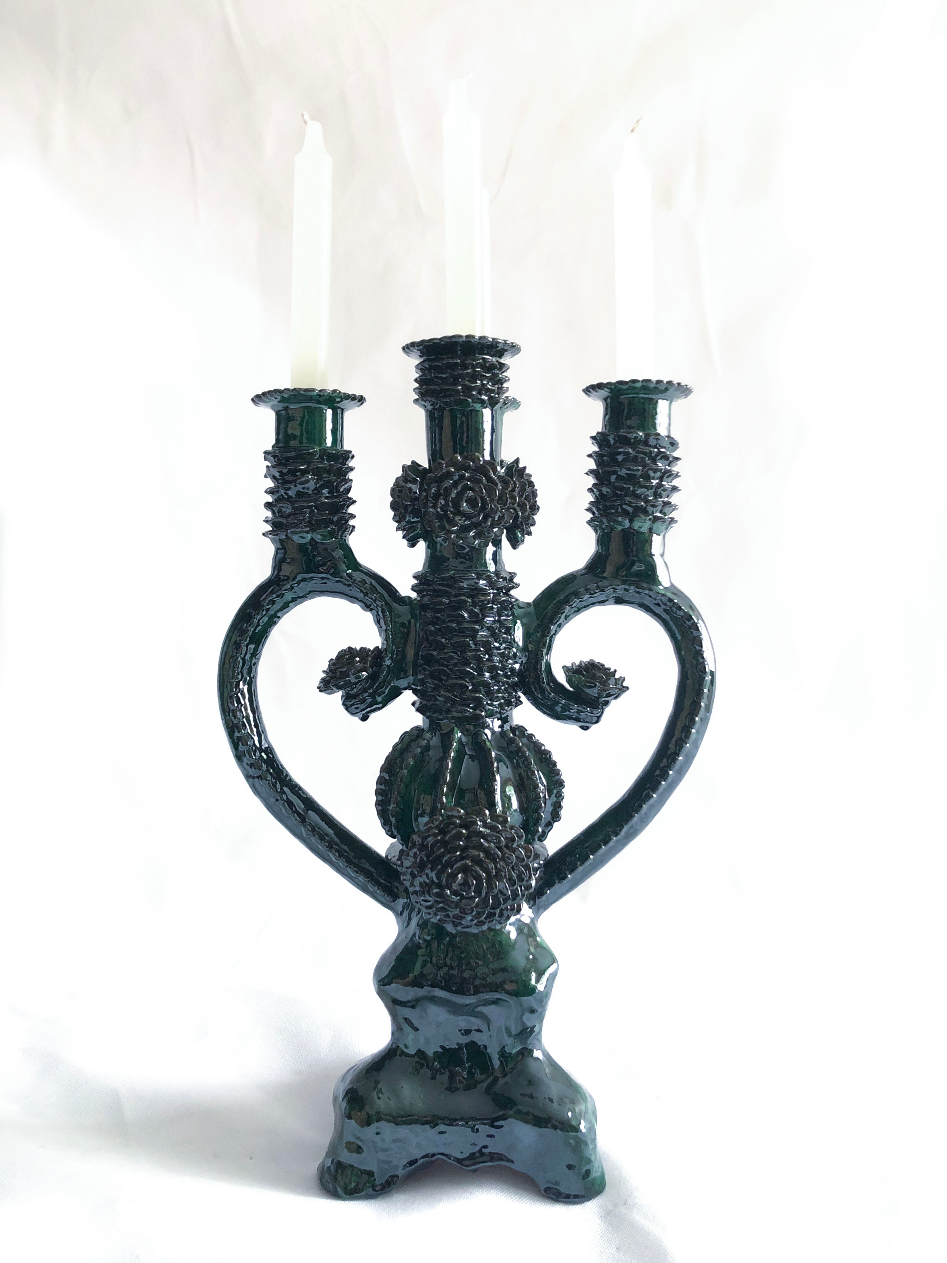 Candleholder Blue 4 candles - Glazed Clay - 18 in. Juan Gtz