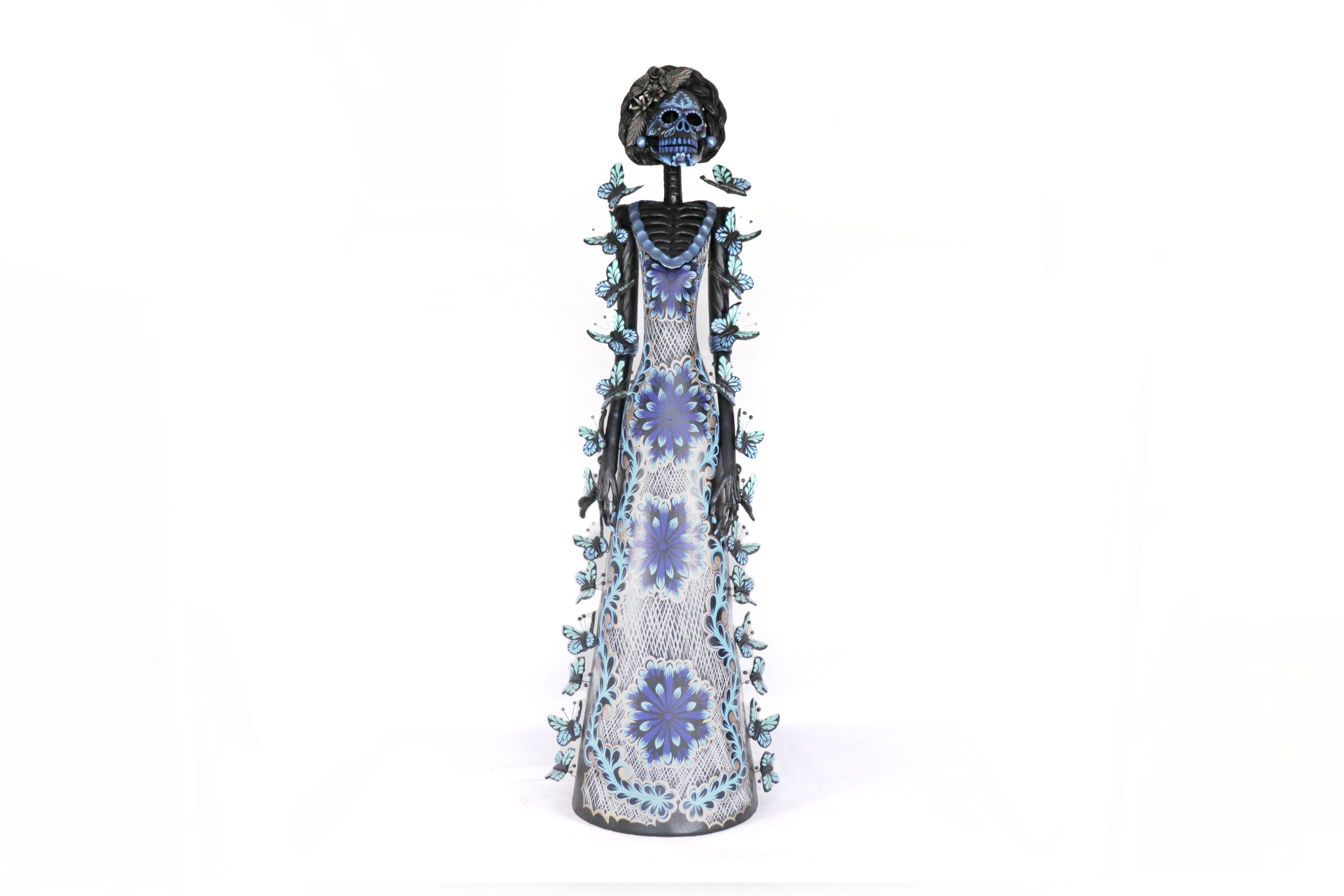 Catrina black with Butterflies Blue - 40 in. Adan