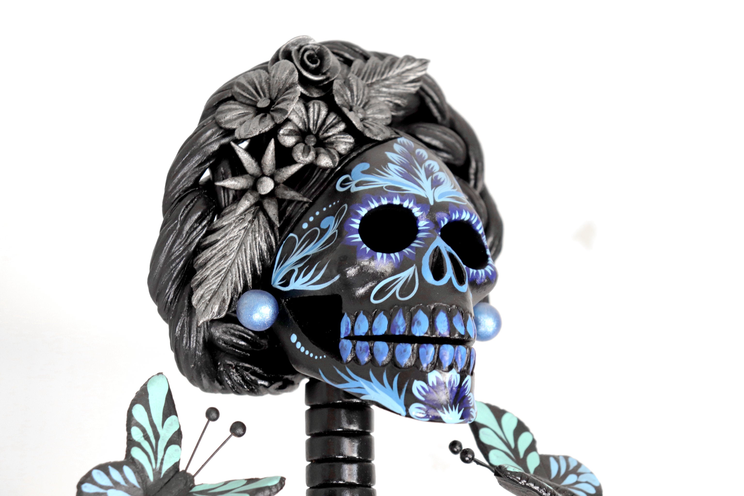 Catrina black with Butterflies Blue - 40 in. Adan