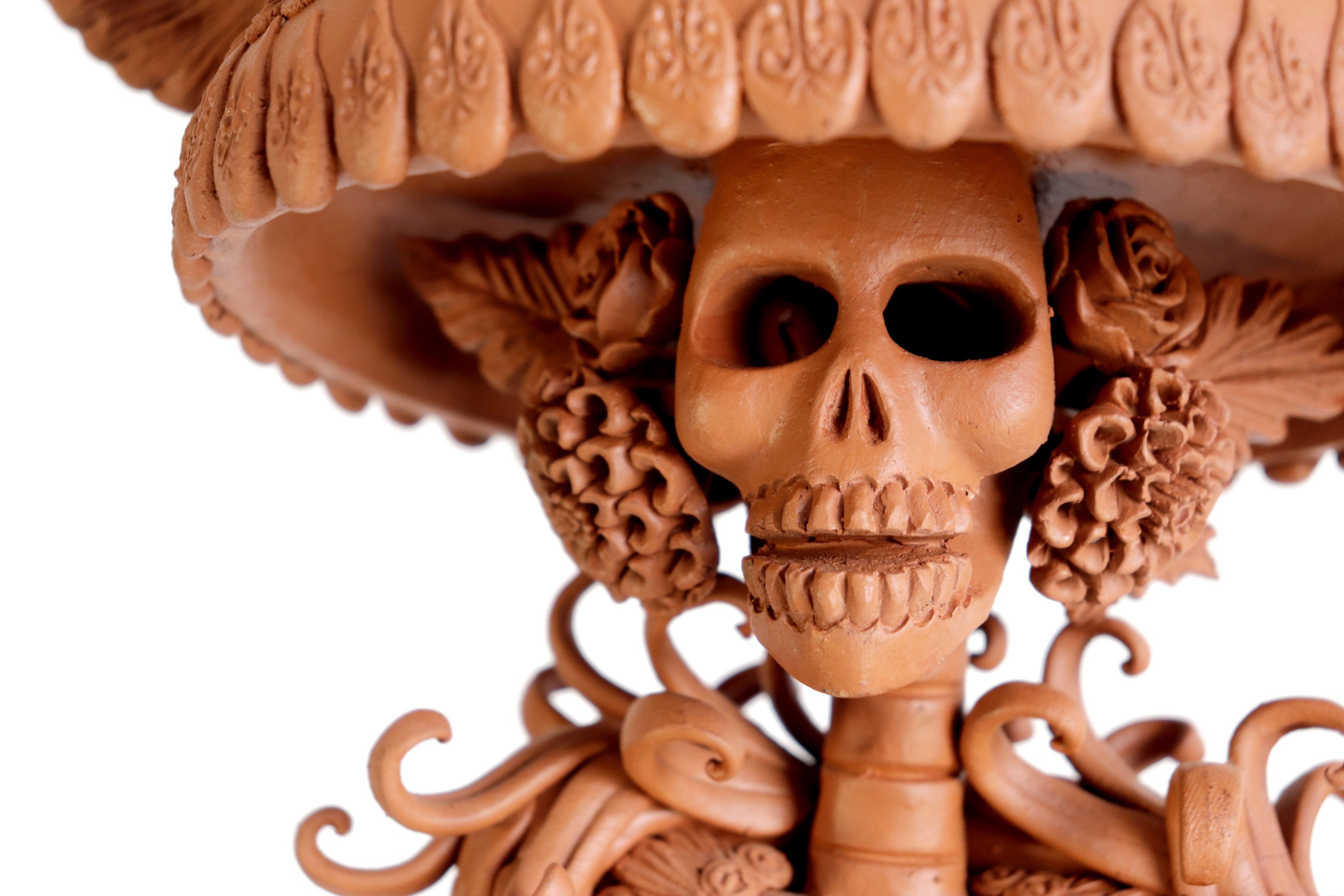Handcrafted Clay Catrina with Butterflies - 25.5 in. - in. Production Misael Jacobo
