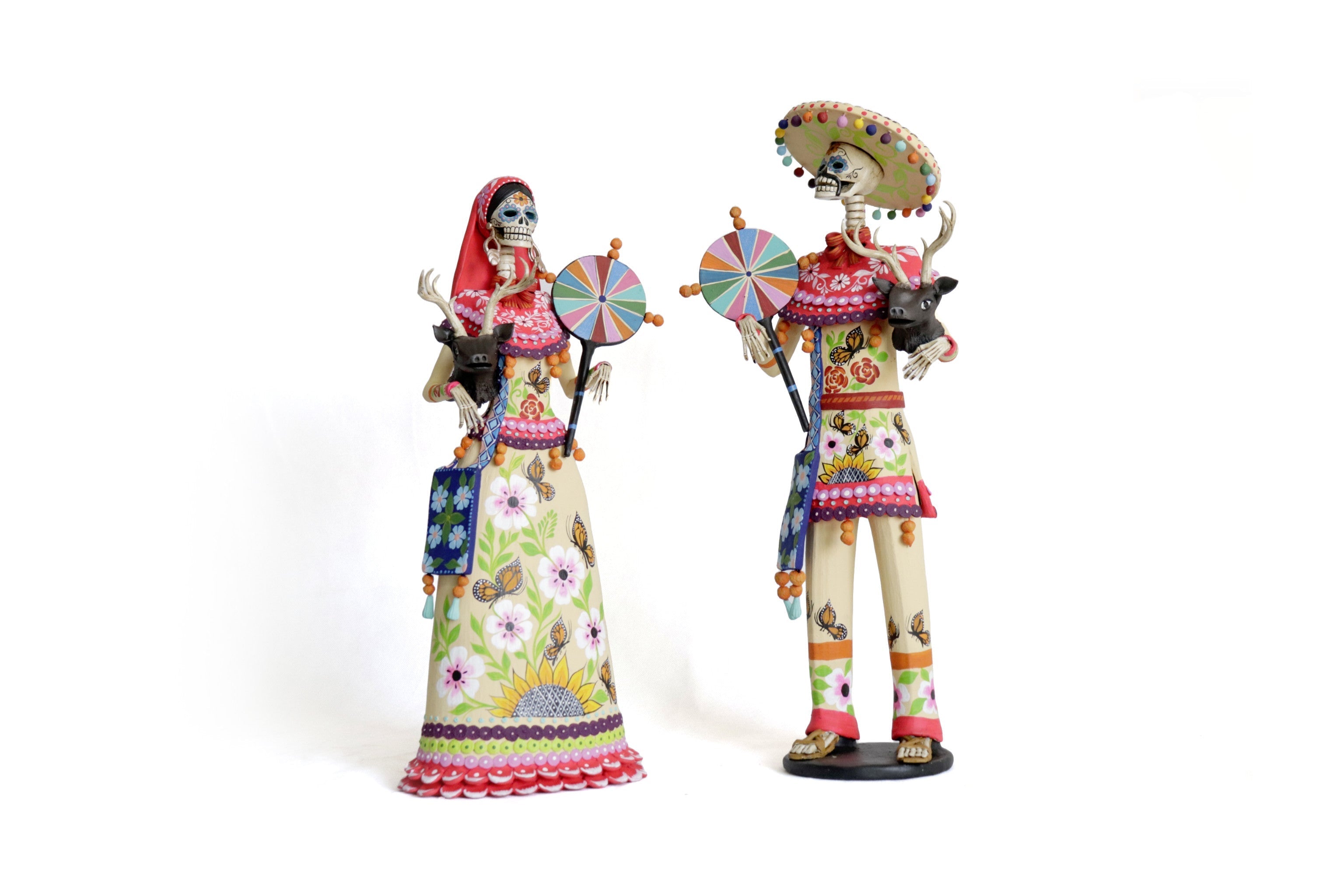 Pair of Catrines Huicholes - 20 in. Adan
