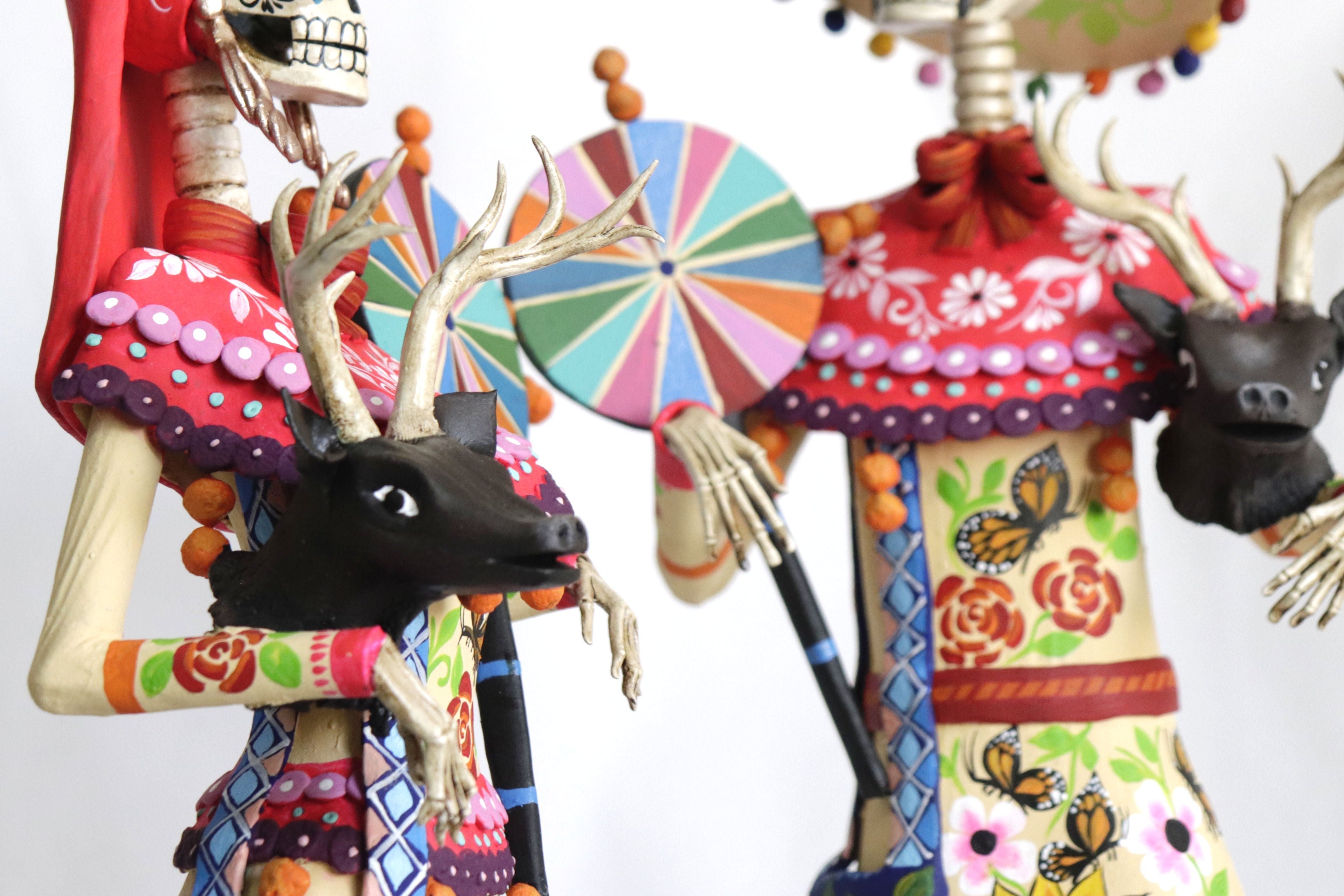 Pair of Catrines Huicholes - 20 in. Adan