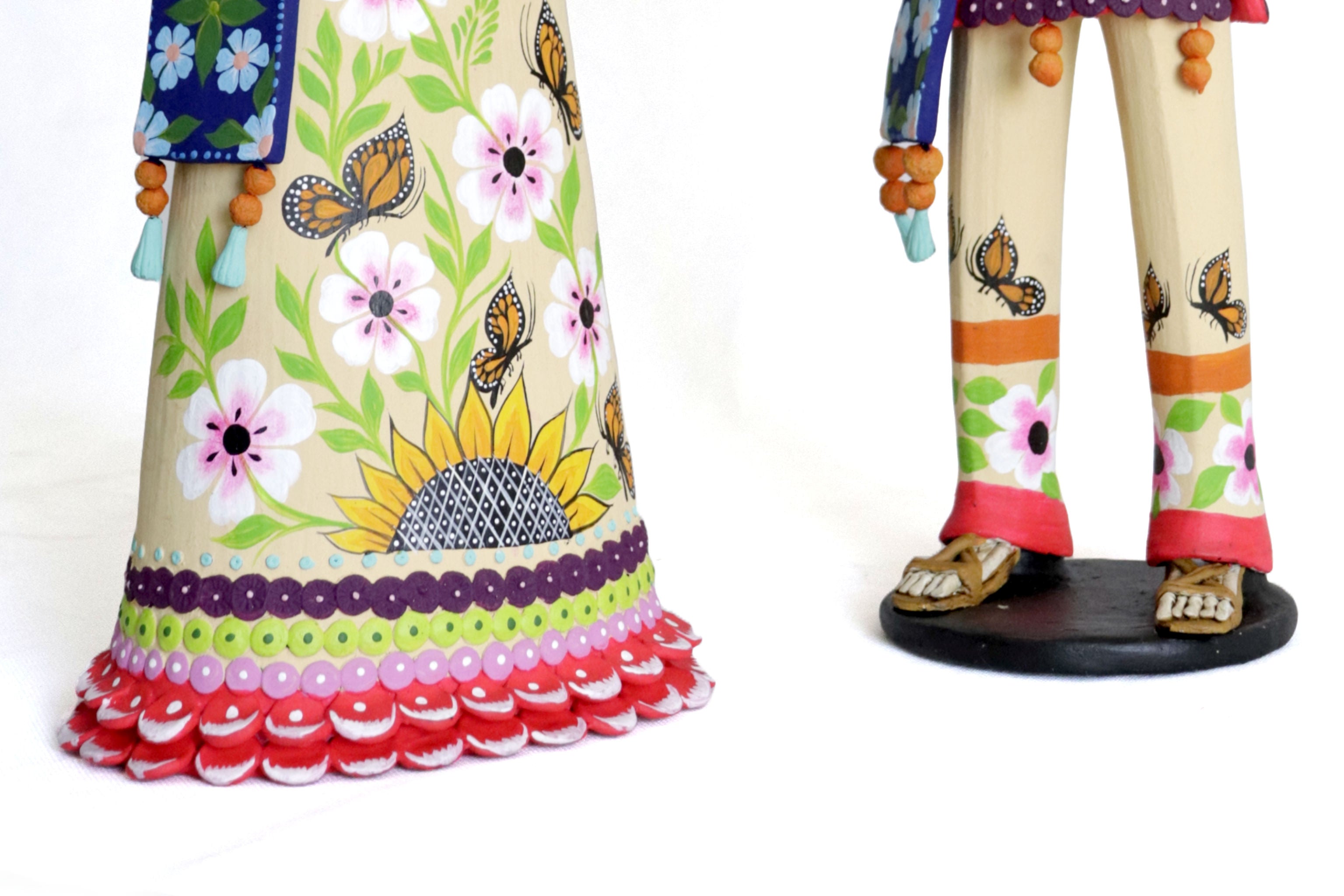 Pair of Catrines Huicholes - 20 in. Adan