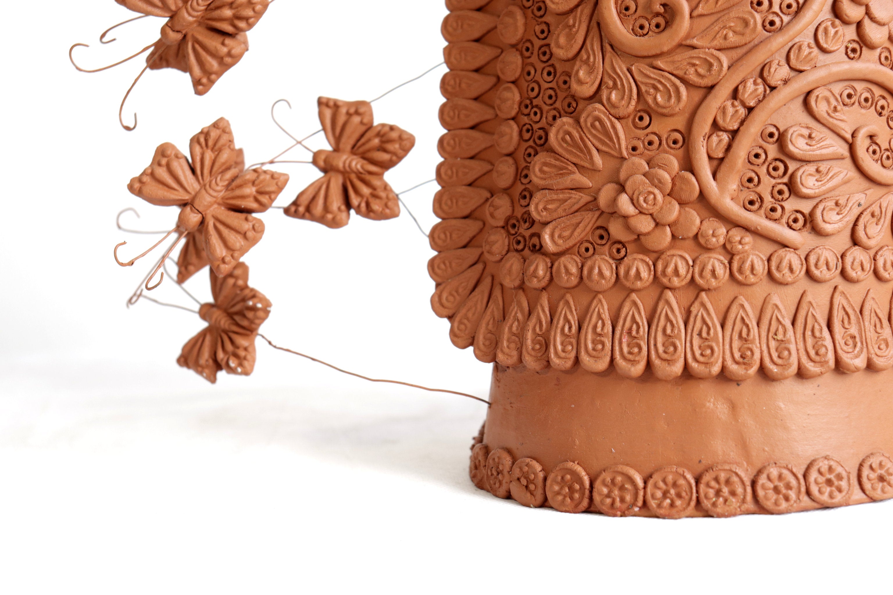 Handcrafted Clay Catrina with Flower Basket - 25.5 in. - in. Production Misael Jacobo
