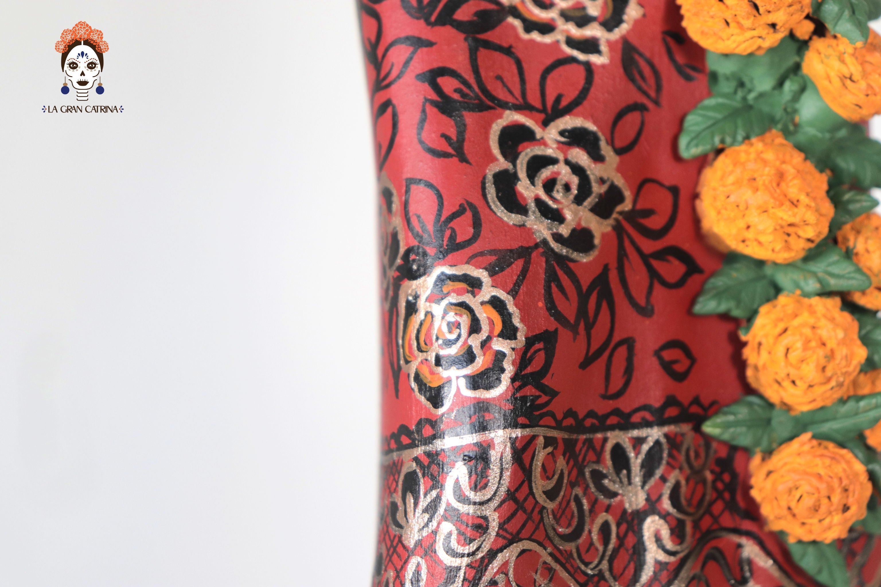 Catrina Elegante with Flowers of Marigold - 28 in. Carolina y Ramon de la Cruz