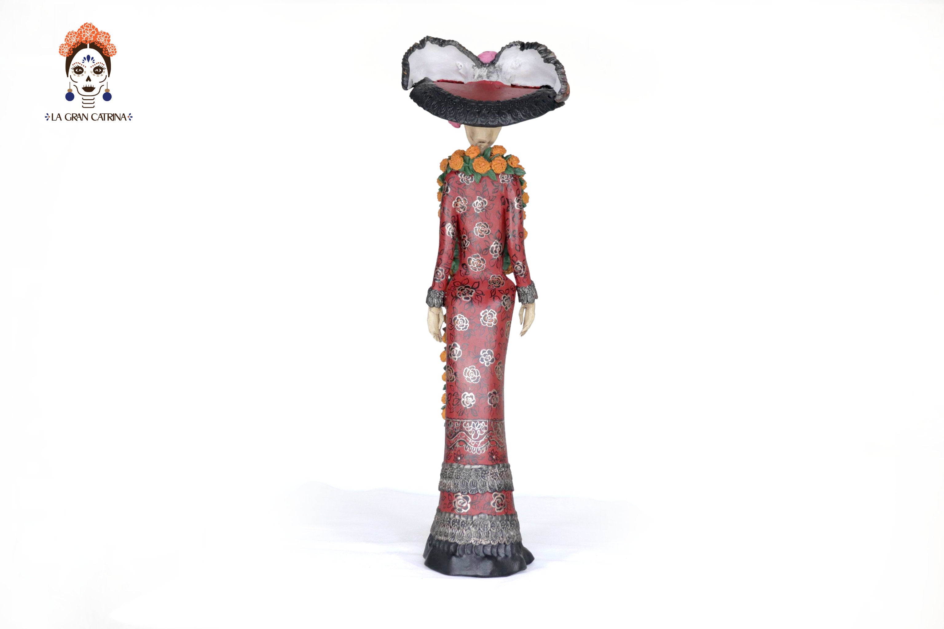 Catrina Elegante with Flowers of Marigold - 28 in. Carolina y Ramon de la Cruz