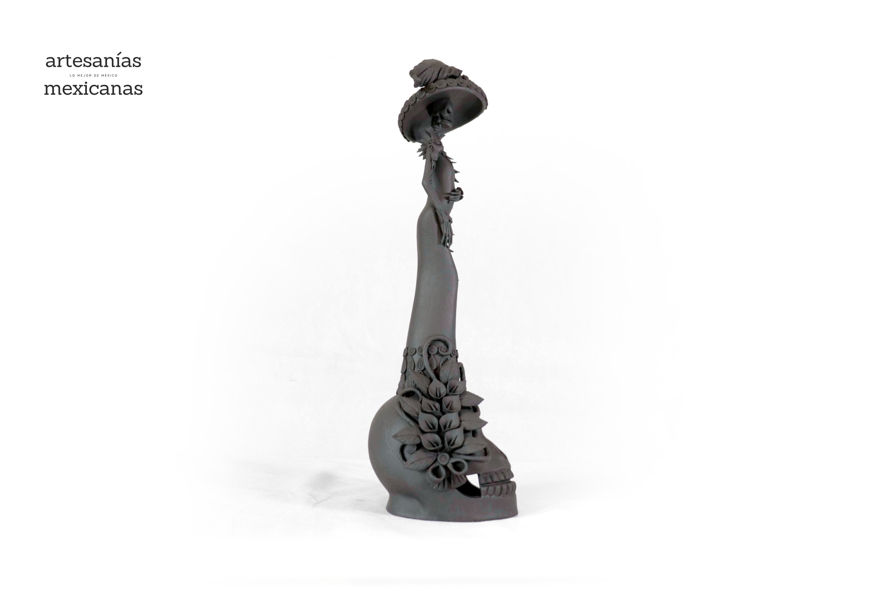 Catrina black on skull - 19 in. Adan