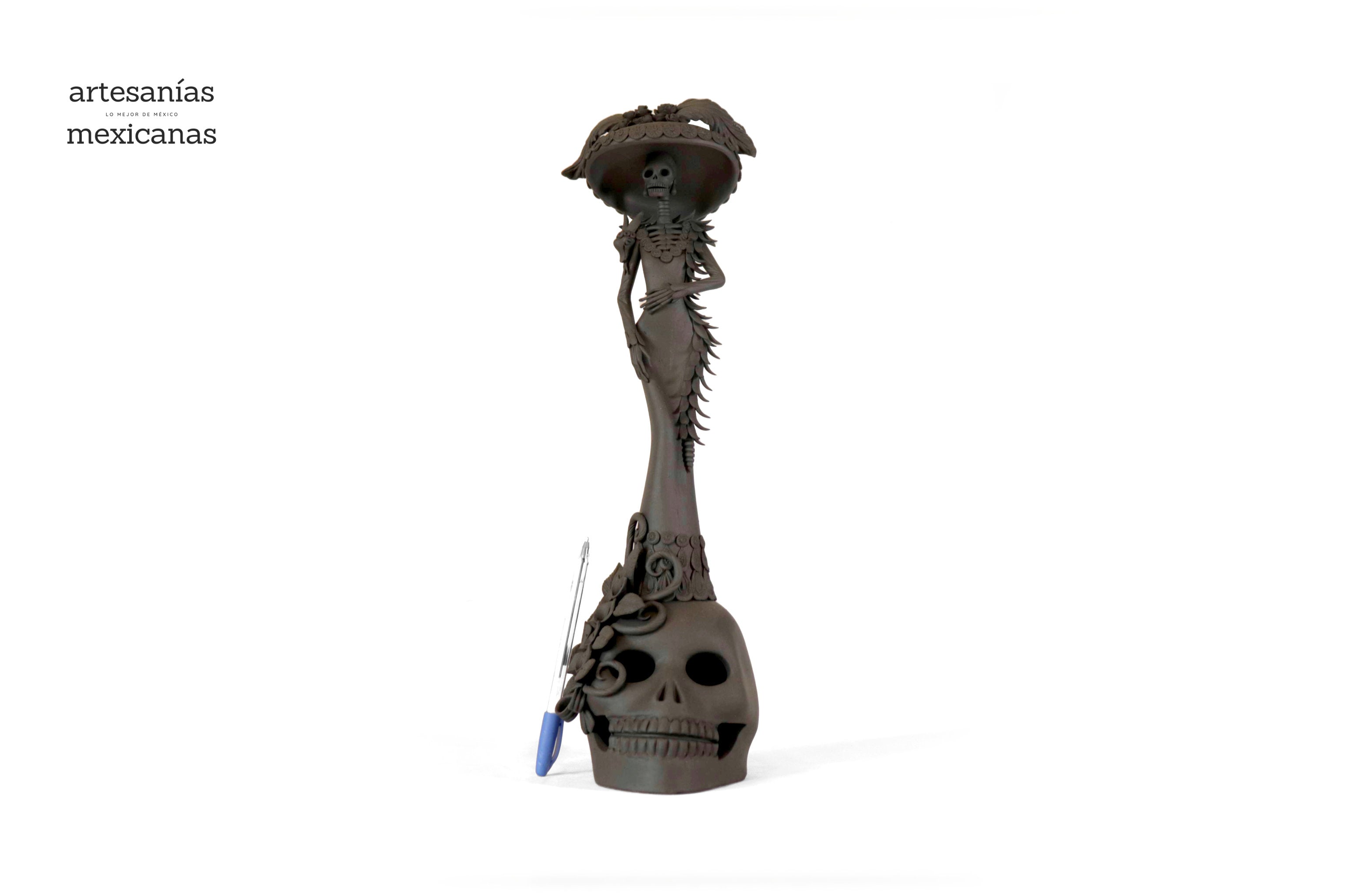 Catrina black on skull - 19 in. Adan