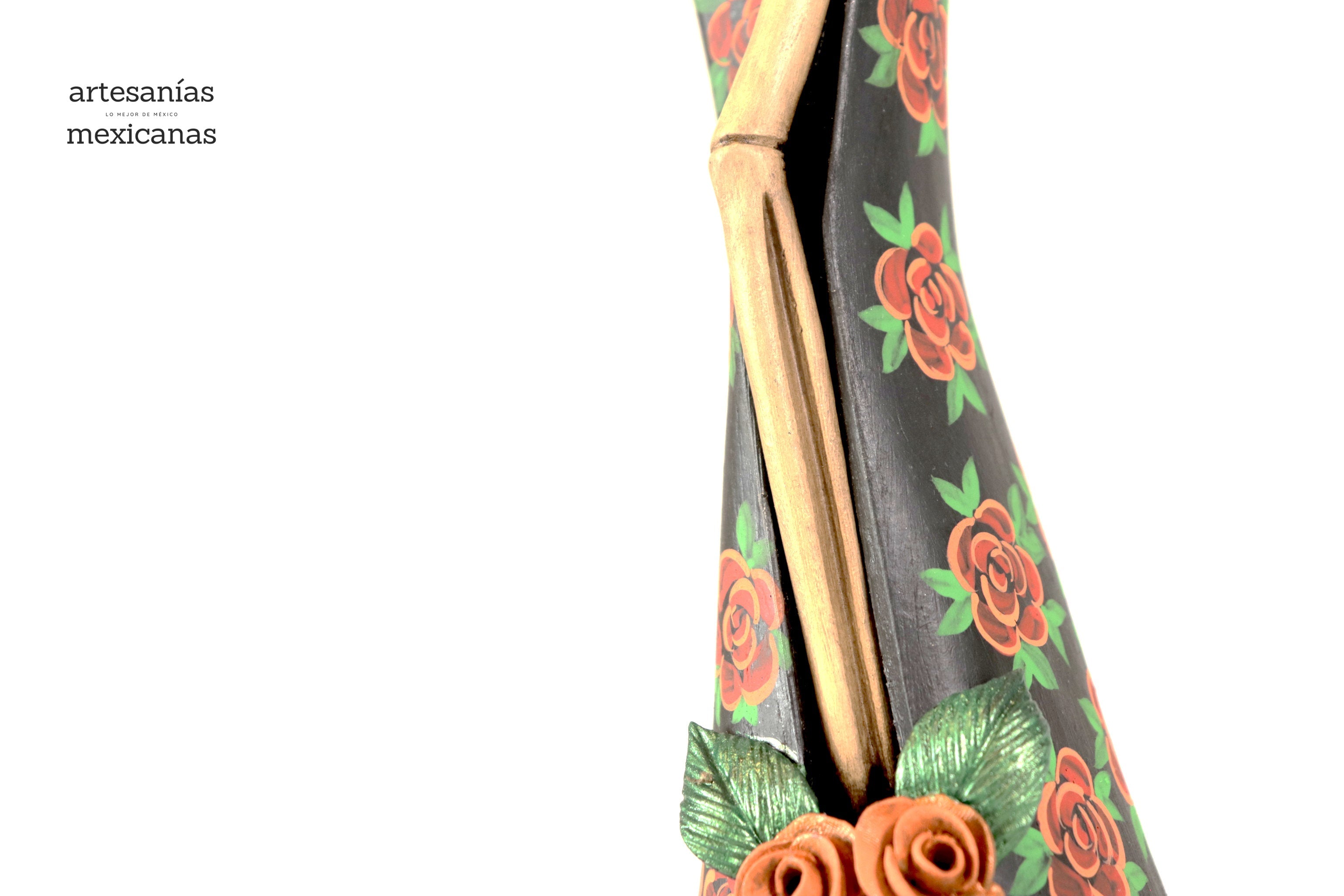 Catrina with vestido of red flowers - 20 in. Adan