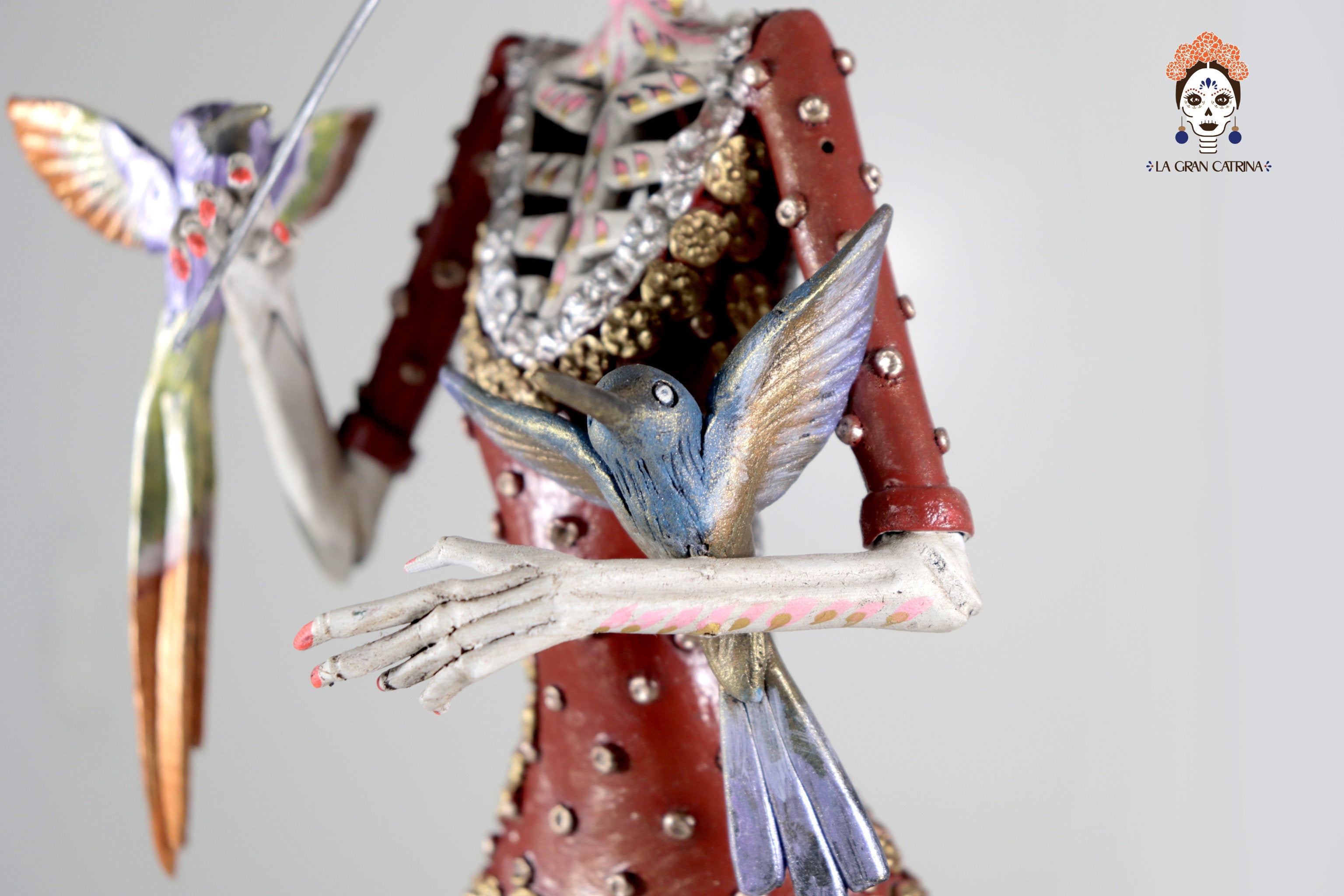 Catrina flowereada with Birds and sombrilla - 19 in. Laureano